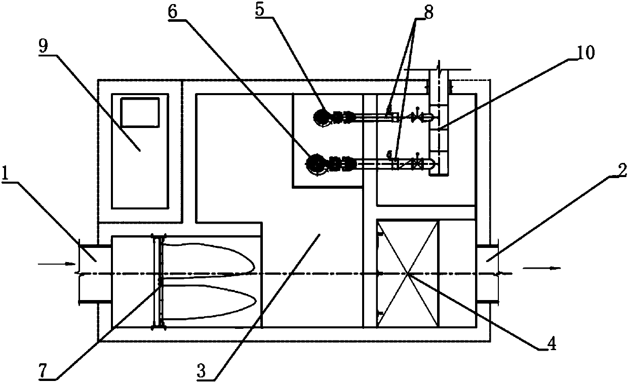 Drainage system with hydraulic power non-return check gate and pump discharge and drainage control method