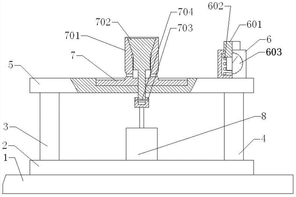 Pneumatic clamping device of machining center zone