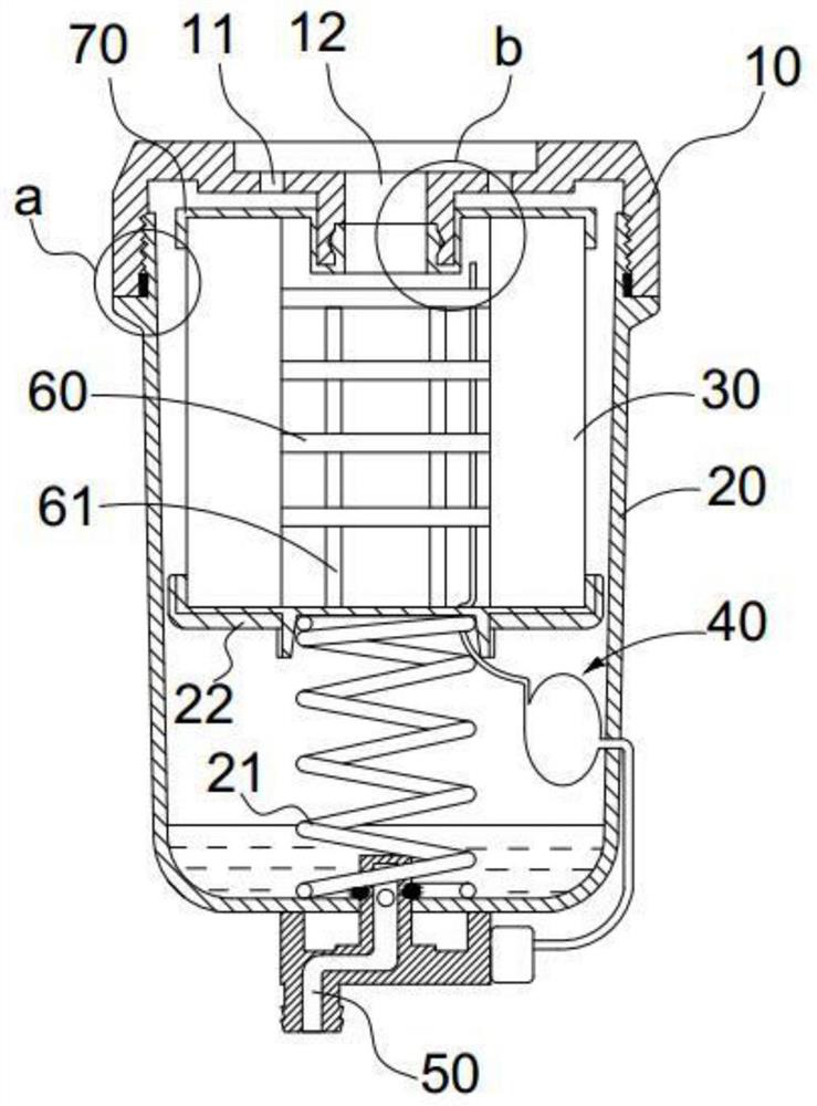 A diesel filter with oil level control