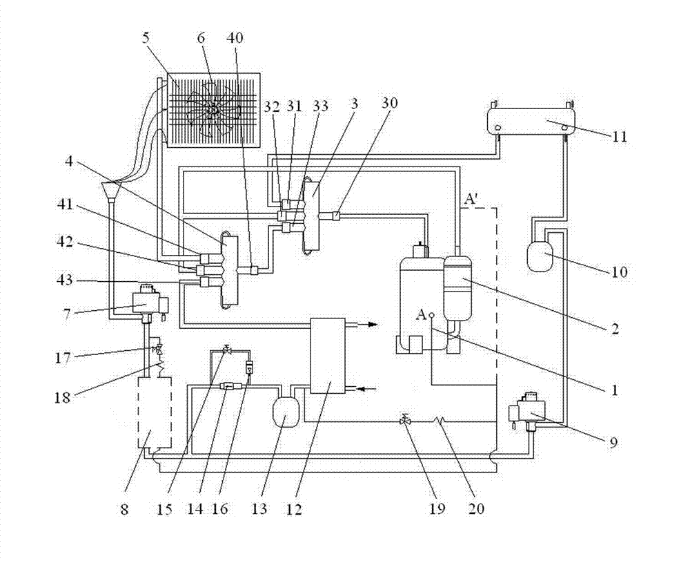 Air-cooled cold water heat pump air-conditioner hot water system