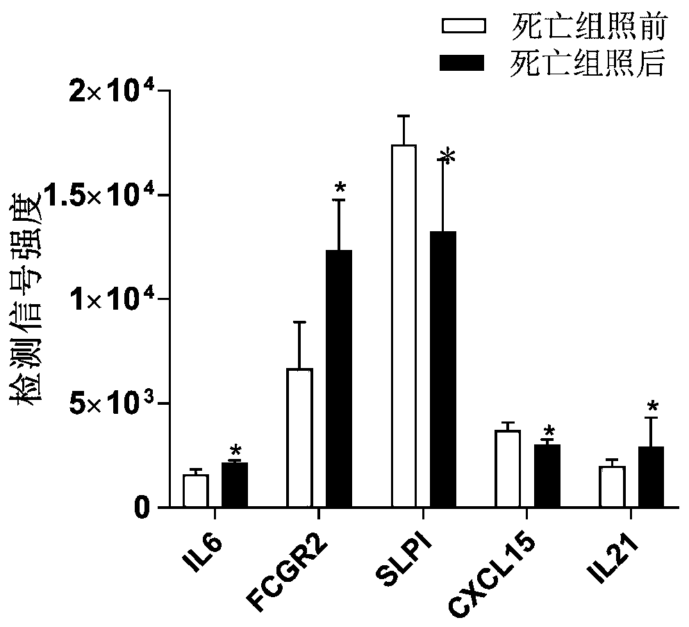 Marker combination for predicting death due to severe ionizing radiation injury