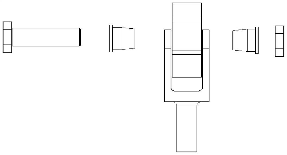 Connection method and connection structure of resultant force point double lugs and lever load transfer system