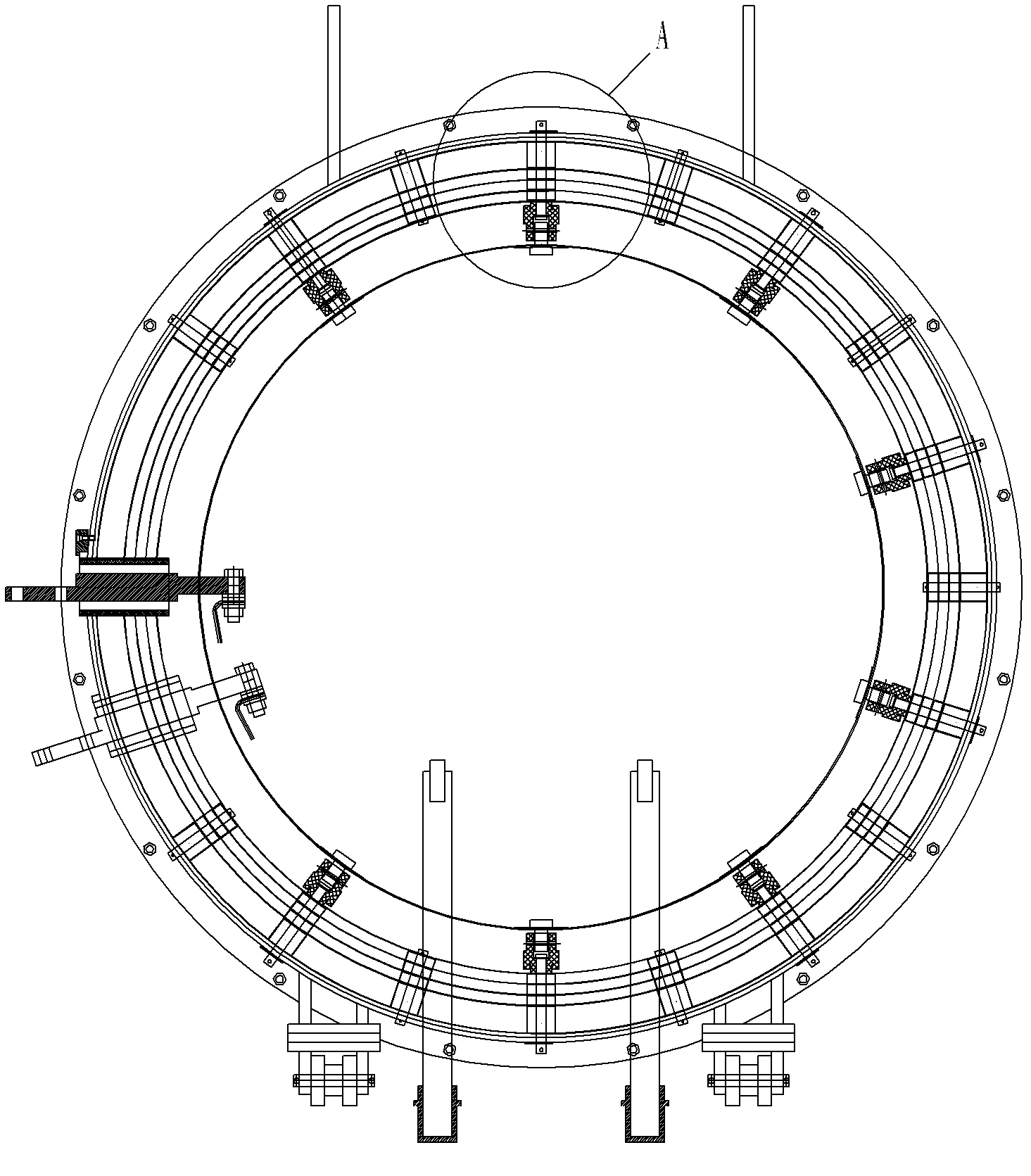 Insulation structure of leading-out electrode/leading-out support rod of heater of high-temperature furnace