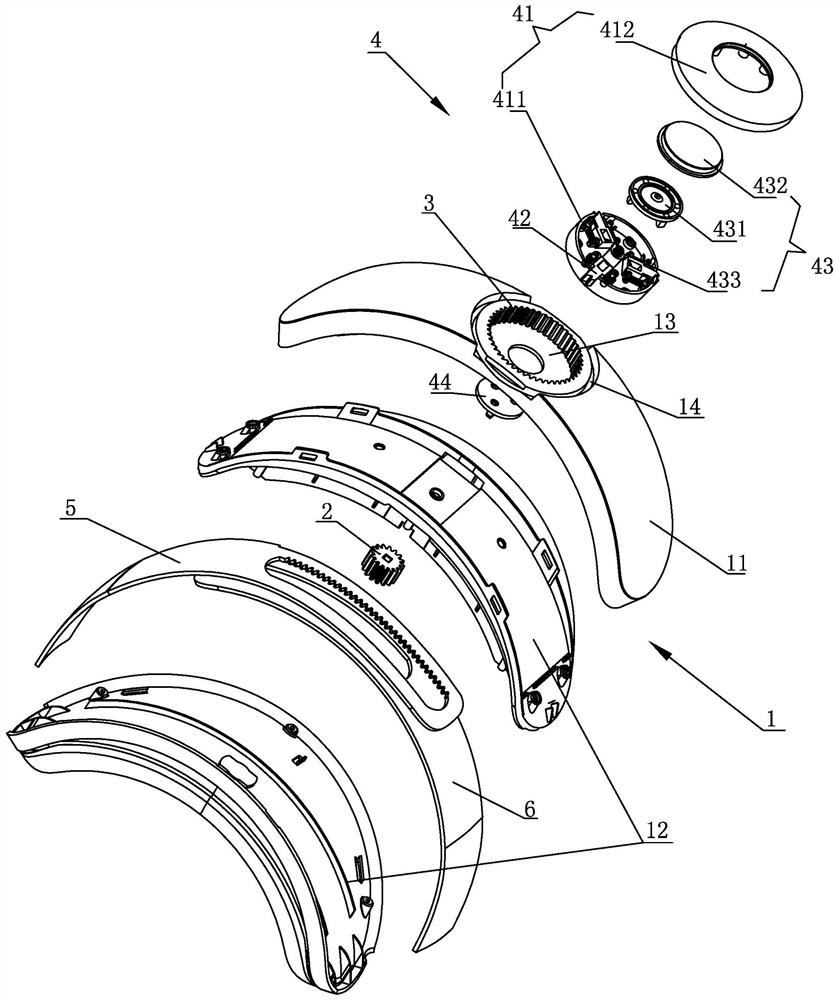 Rear bandage adjusting device, rear bandage and head-mounted display equipment