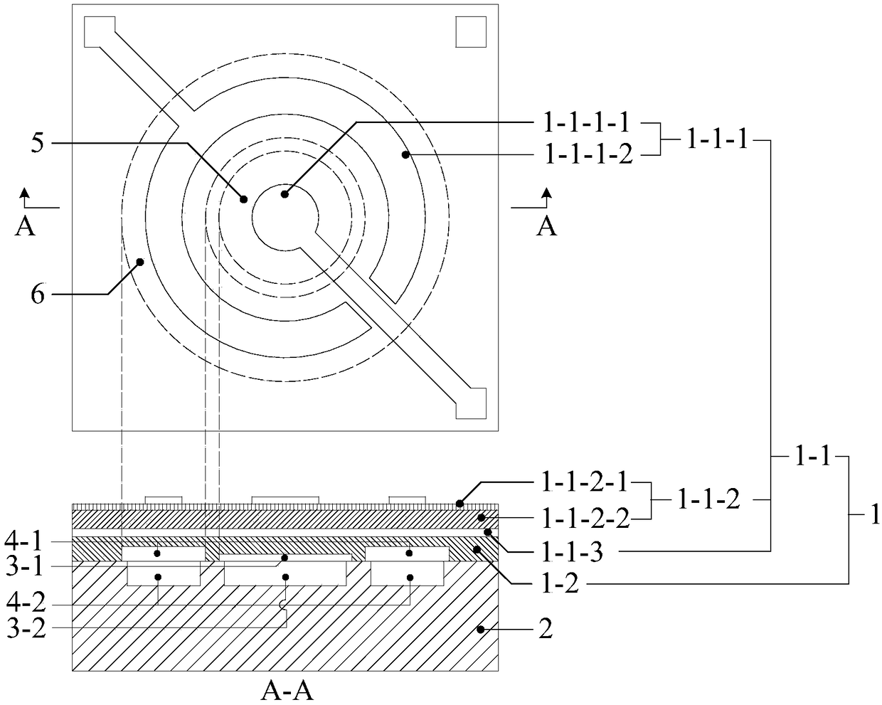 Combined stiffness-variable thin film pMUTs and preparation method thereof