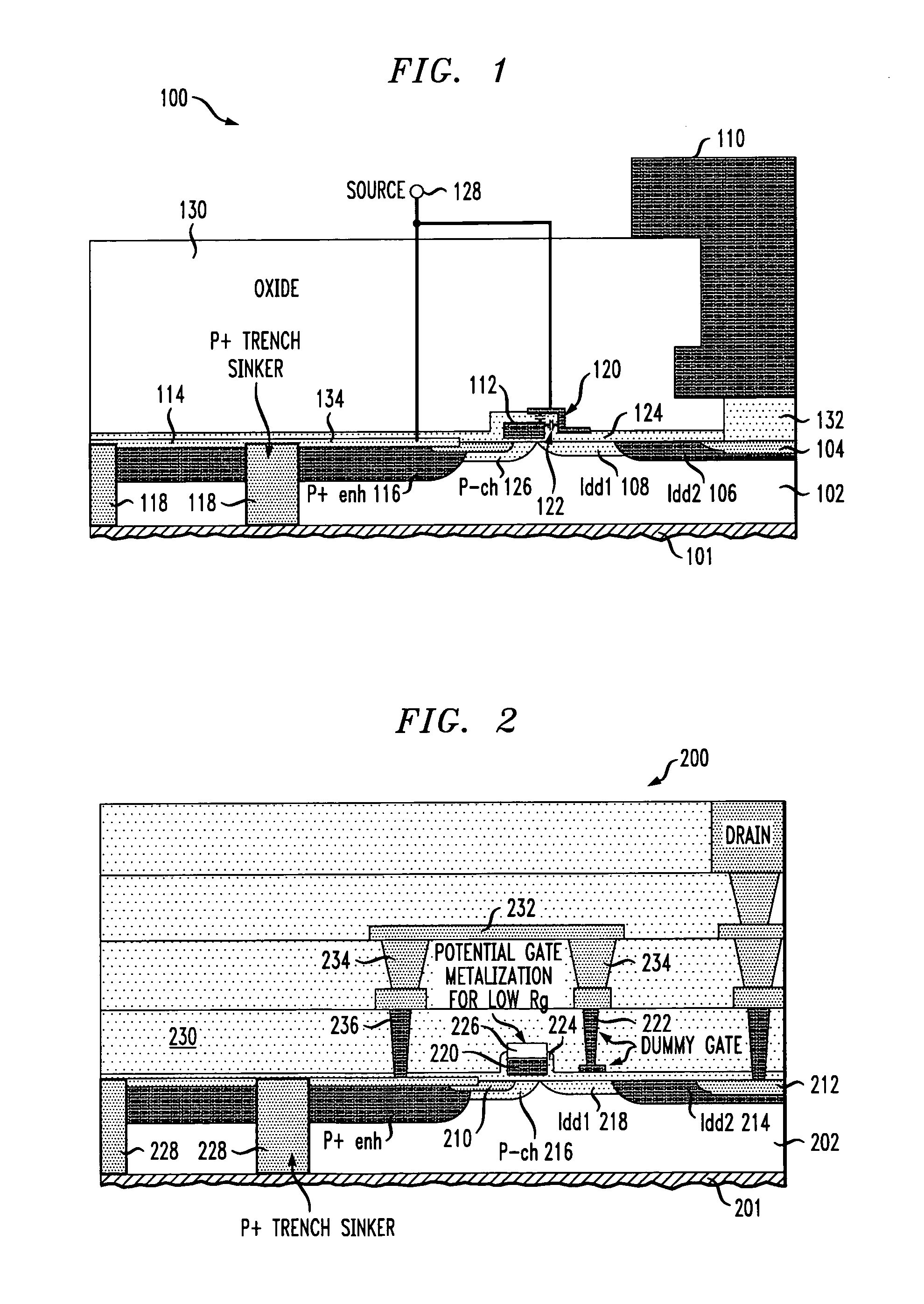 Shielding structure for use in a metal-oxide-semiconductor device