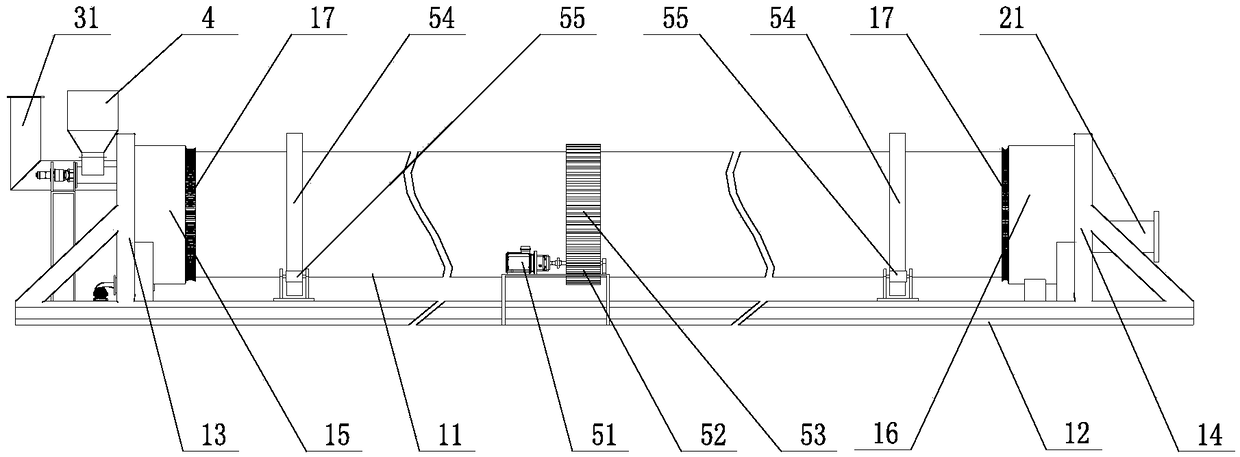 Horizontal type organic fertilizer fermenting system