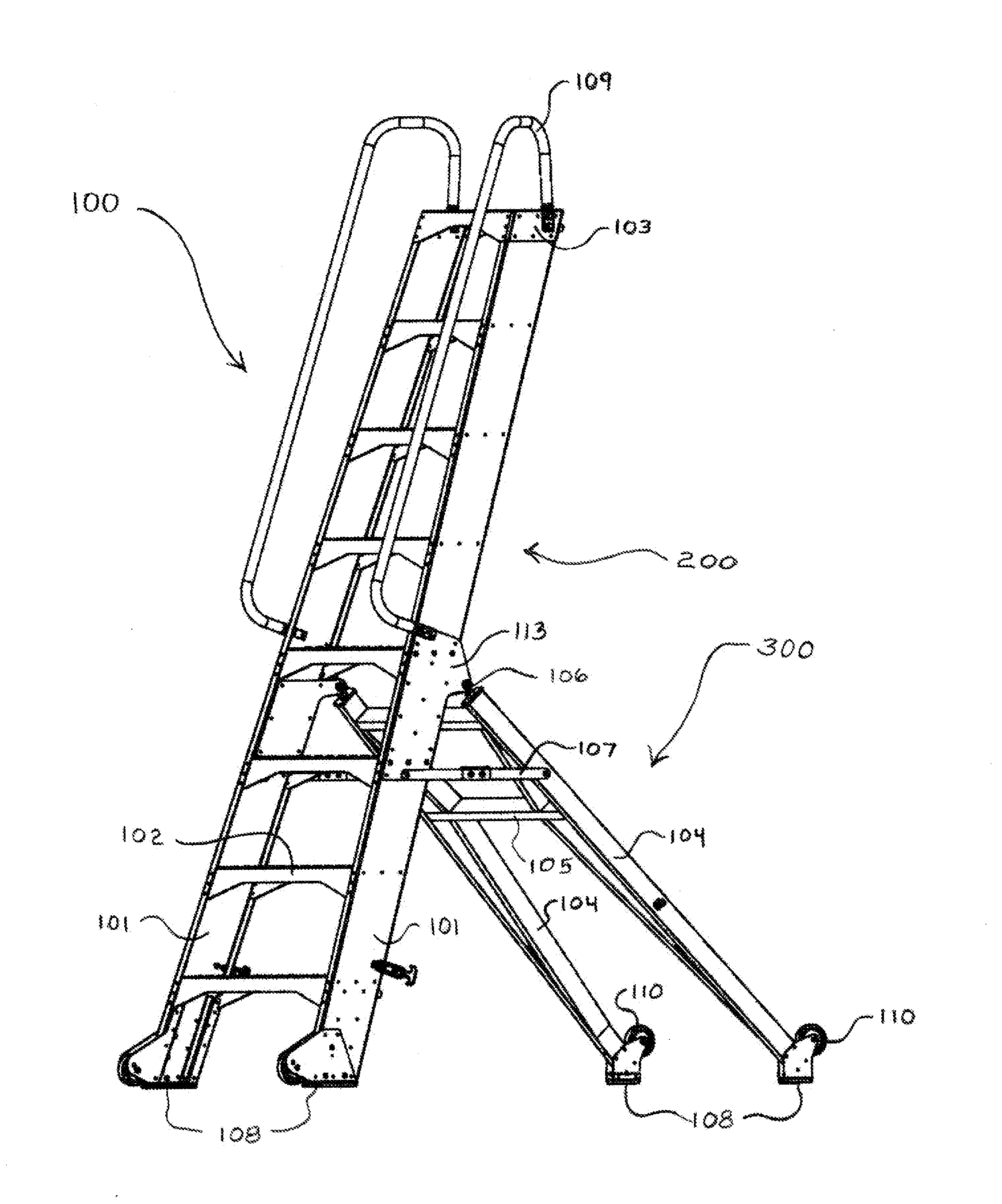 Safety ladder and work platform for helicopter and aircraft maintenence