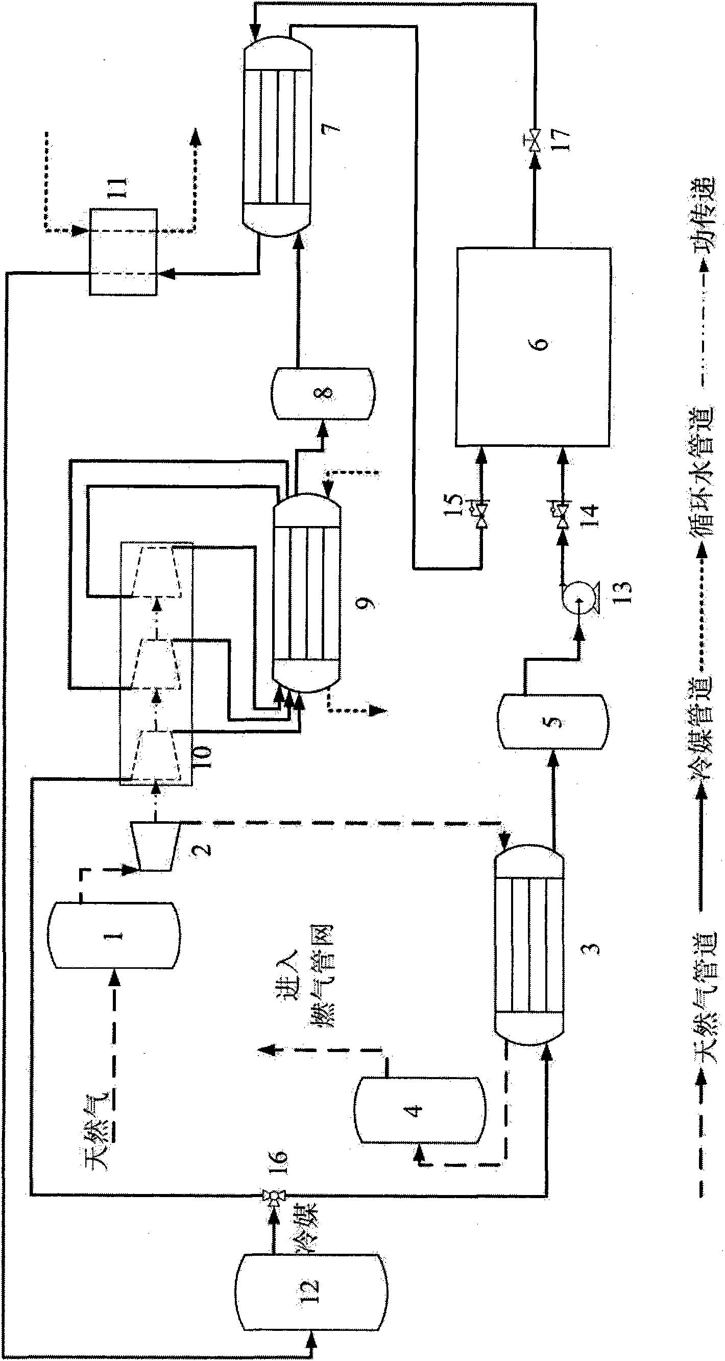 Method and device for efficient utilization of pressure energy of natural gas pipeline network