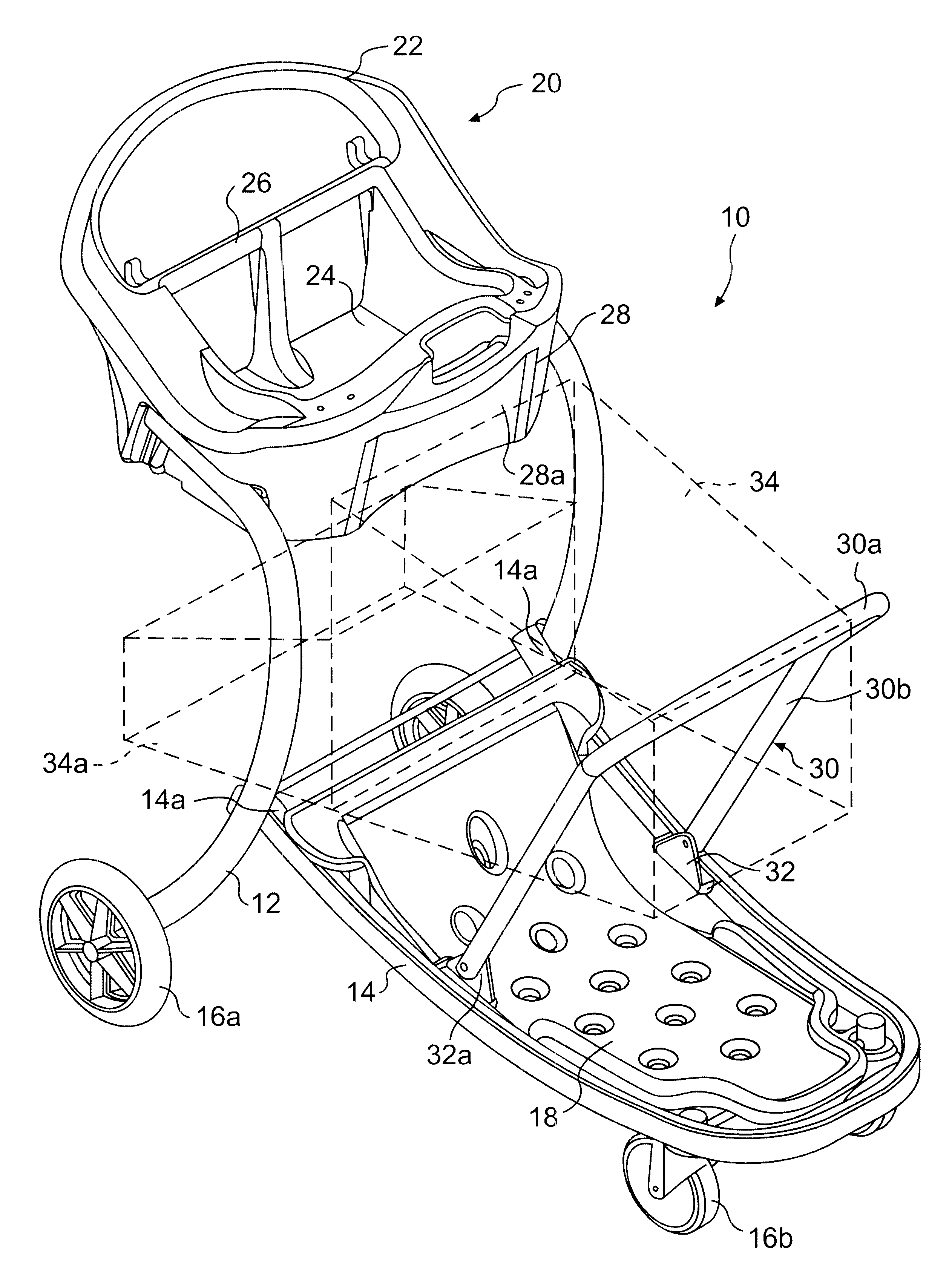 Cart with collapsible receptacle and method of use