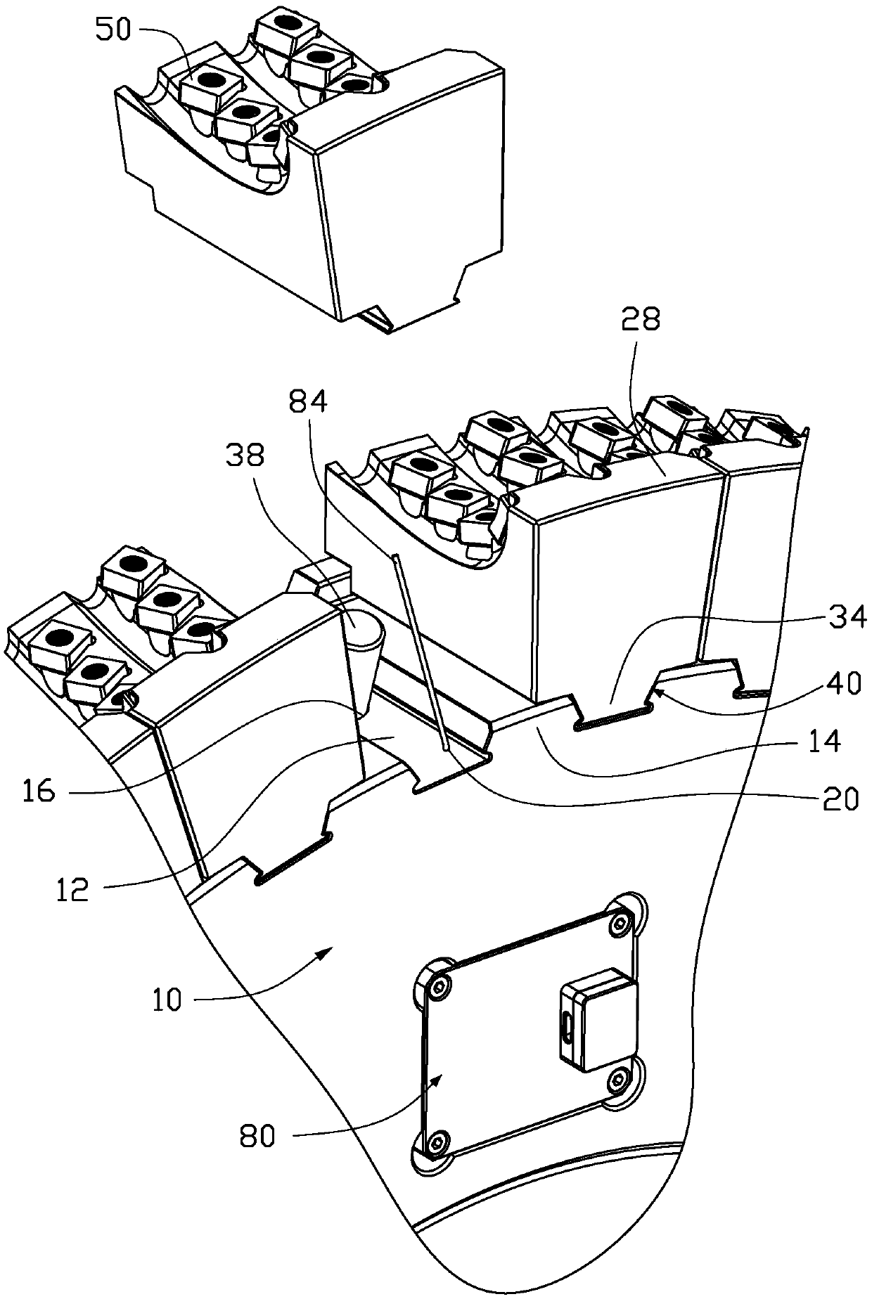 Milling cutter head for milling steel rails