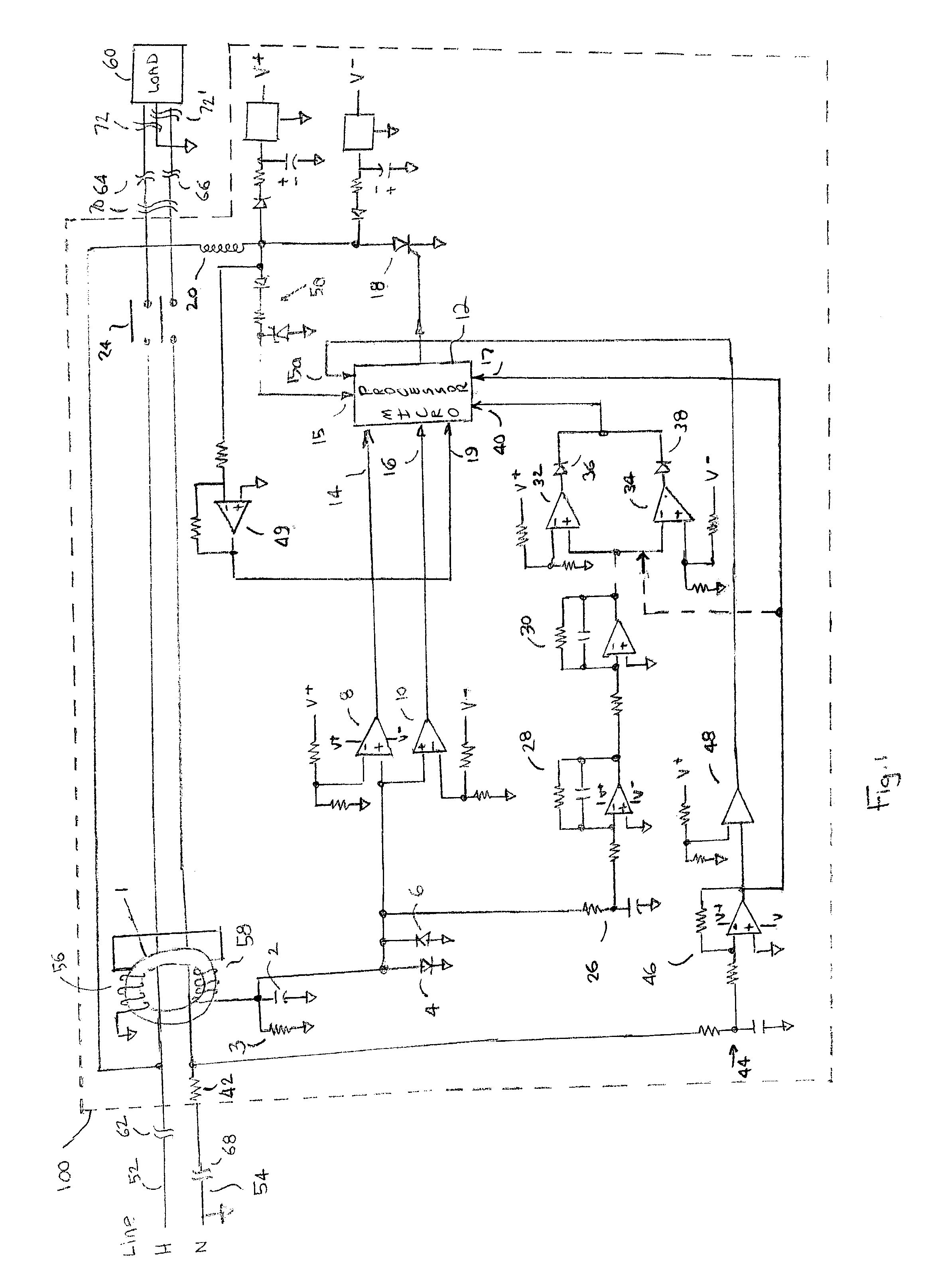 Arc fault circuit interrupter which detects the cessation of arcs of an arc fault