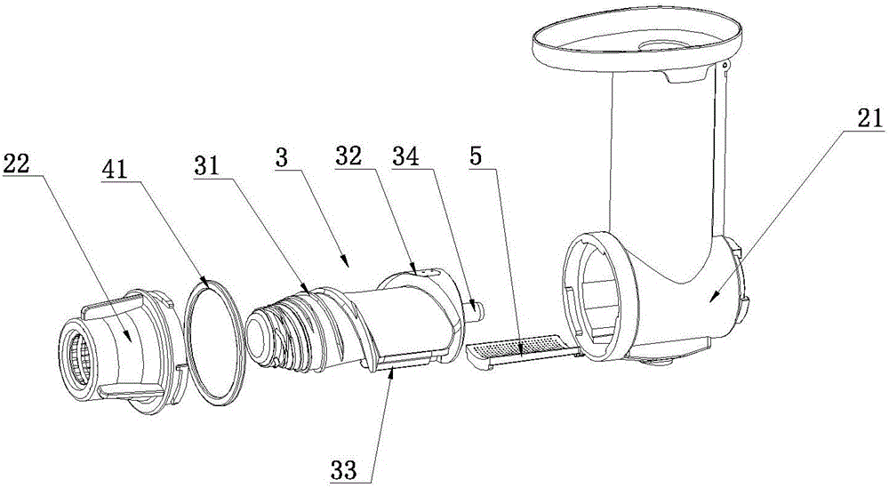 An easy-to-clean extrusion juice extractor