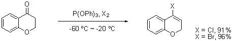 Process method for synthesizing 4-site heteroatom-substituted cyclohexenyl halide