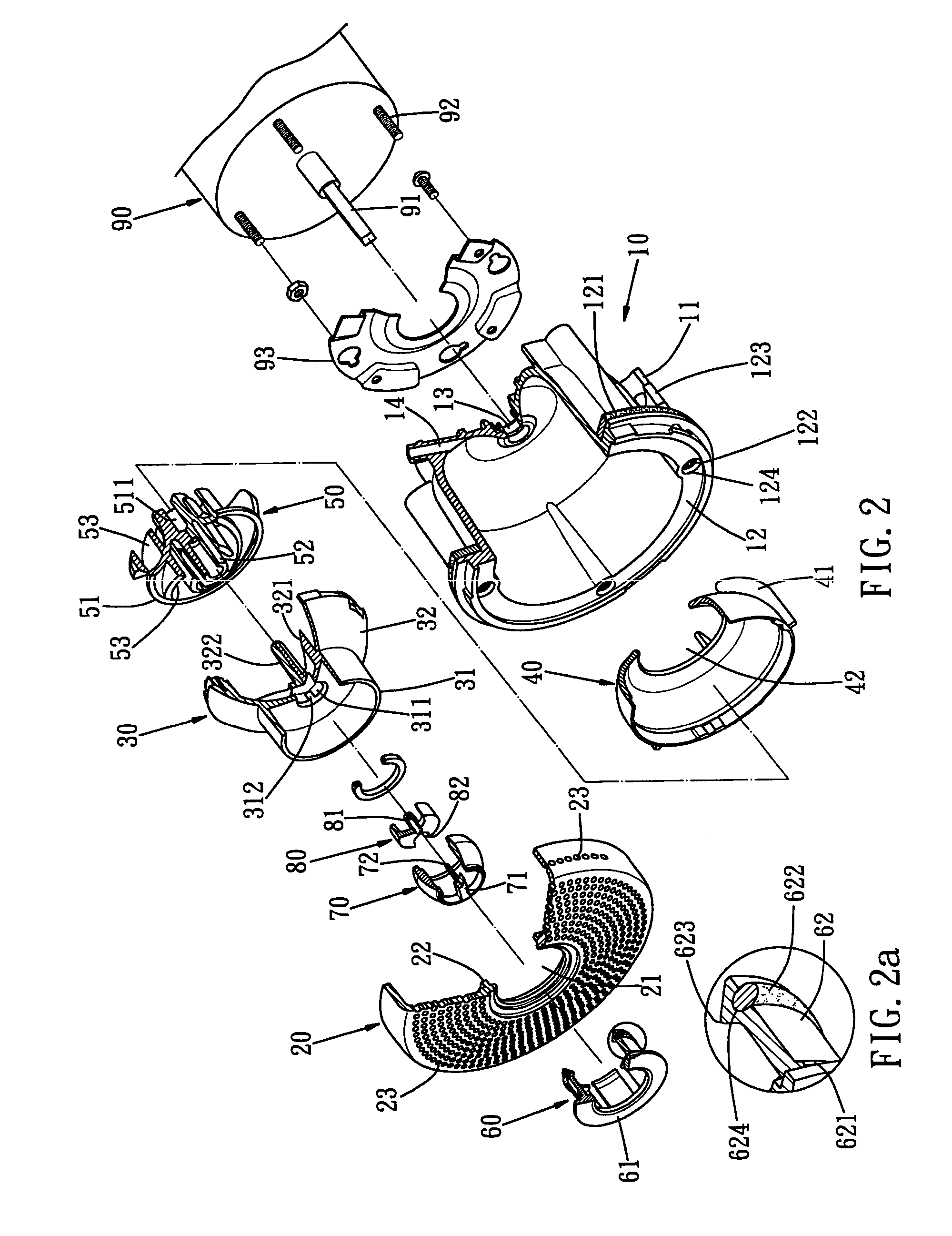 Spraying head assembly for massaging tub