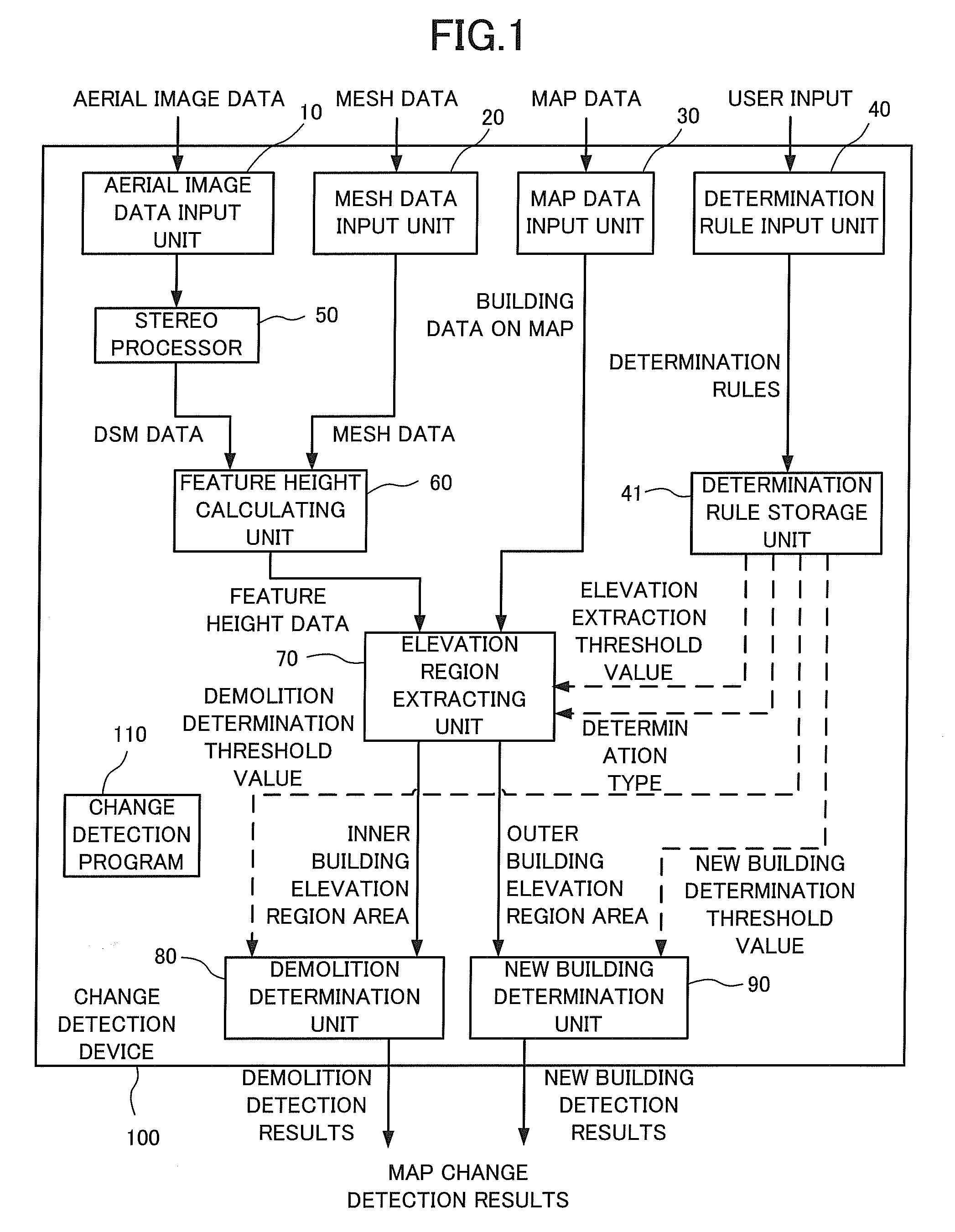 Map change detection device, map change detection method, and program