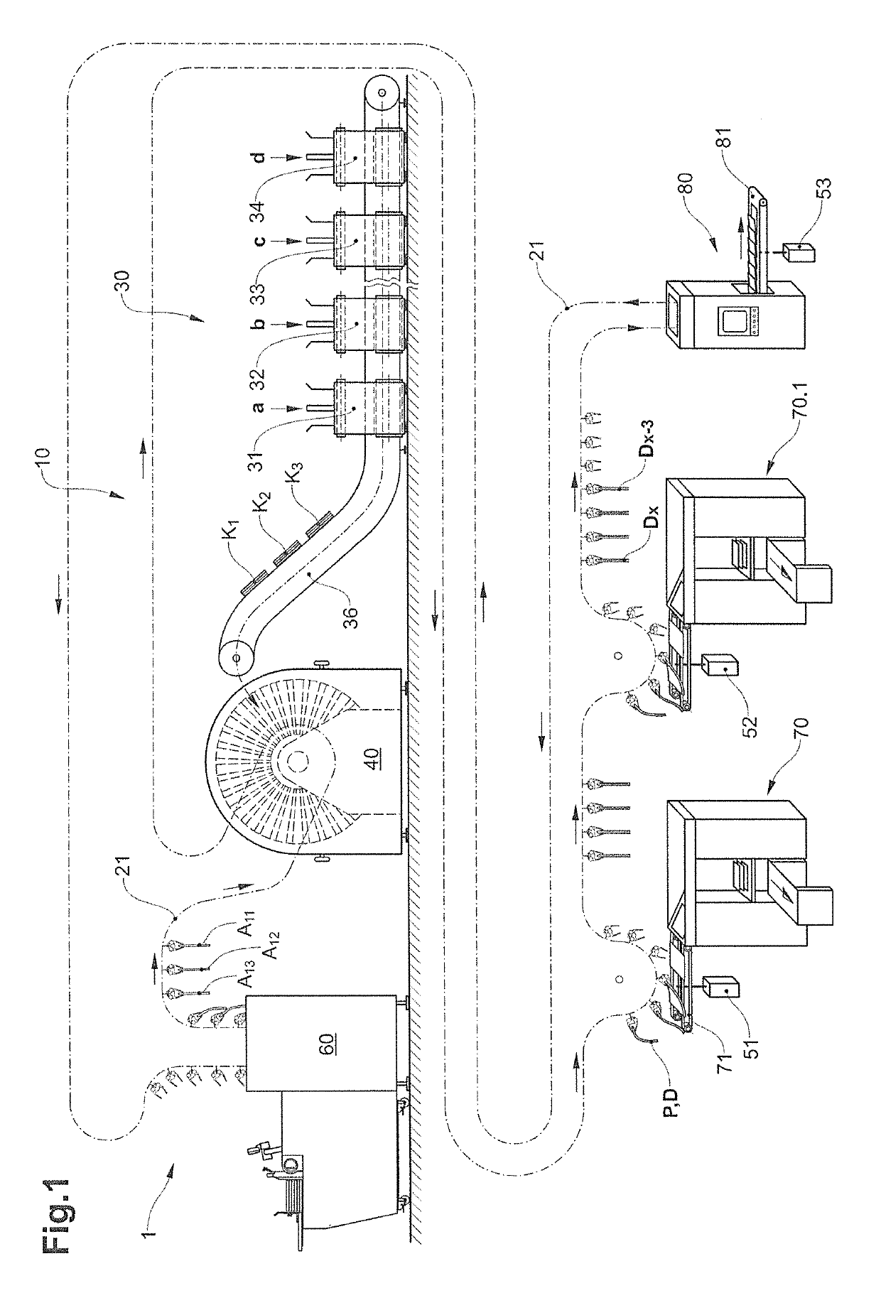 Device and method for producing packages from flexible, flat objects