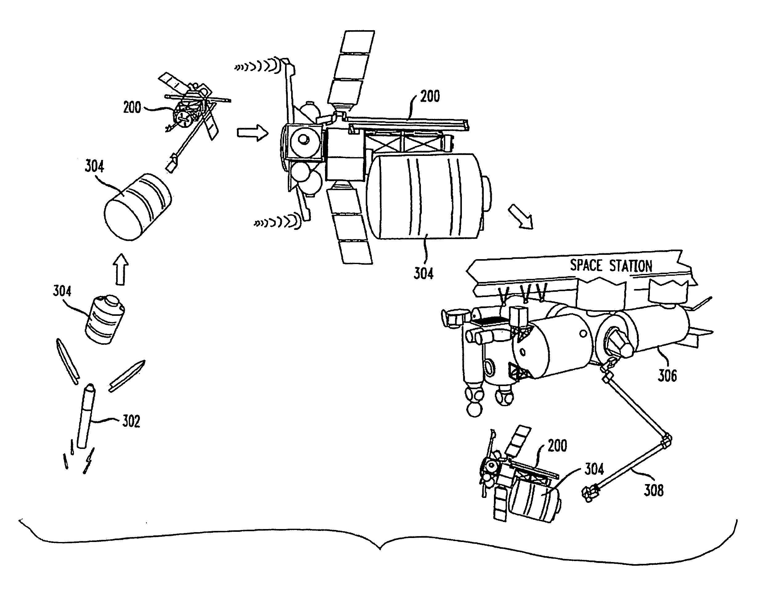 System and method for transferring cargo containers in space