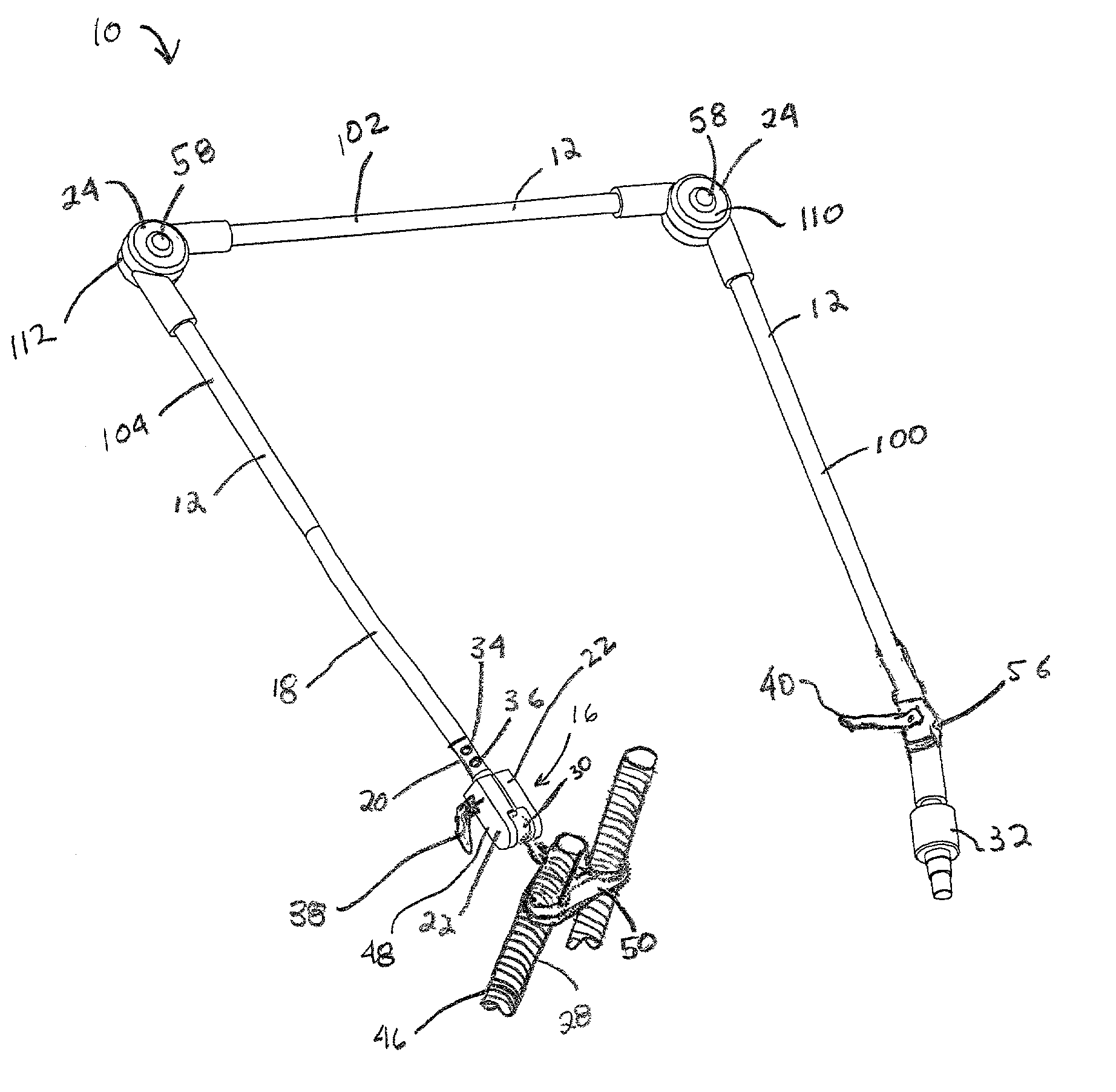 Respiratory circuit support arm