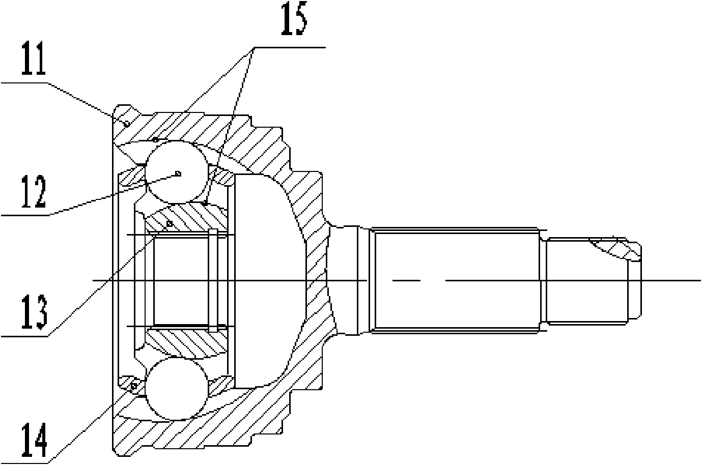 Constant-speed transmission shaft with telescopic middle shaft