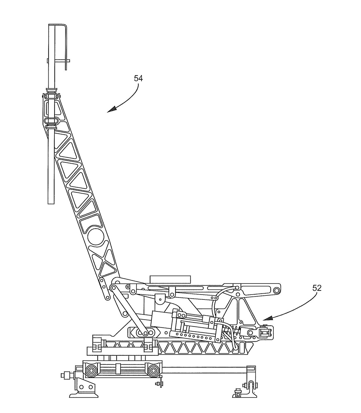 Aircraft seat with occupant weight sensing mechanism to adjust tilt-recline force