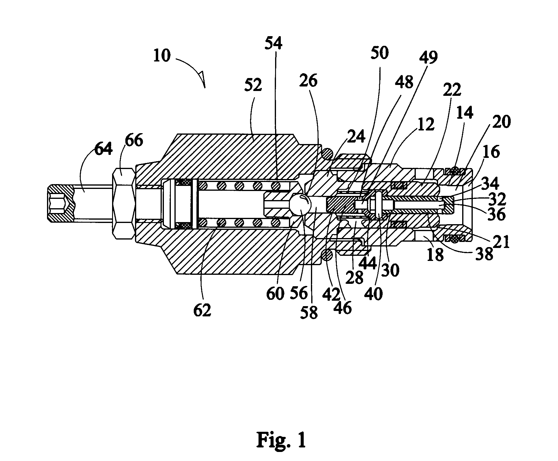 Low pressure rise rate pilot operated poppet relief valve