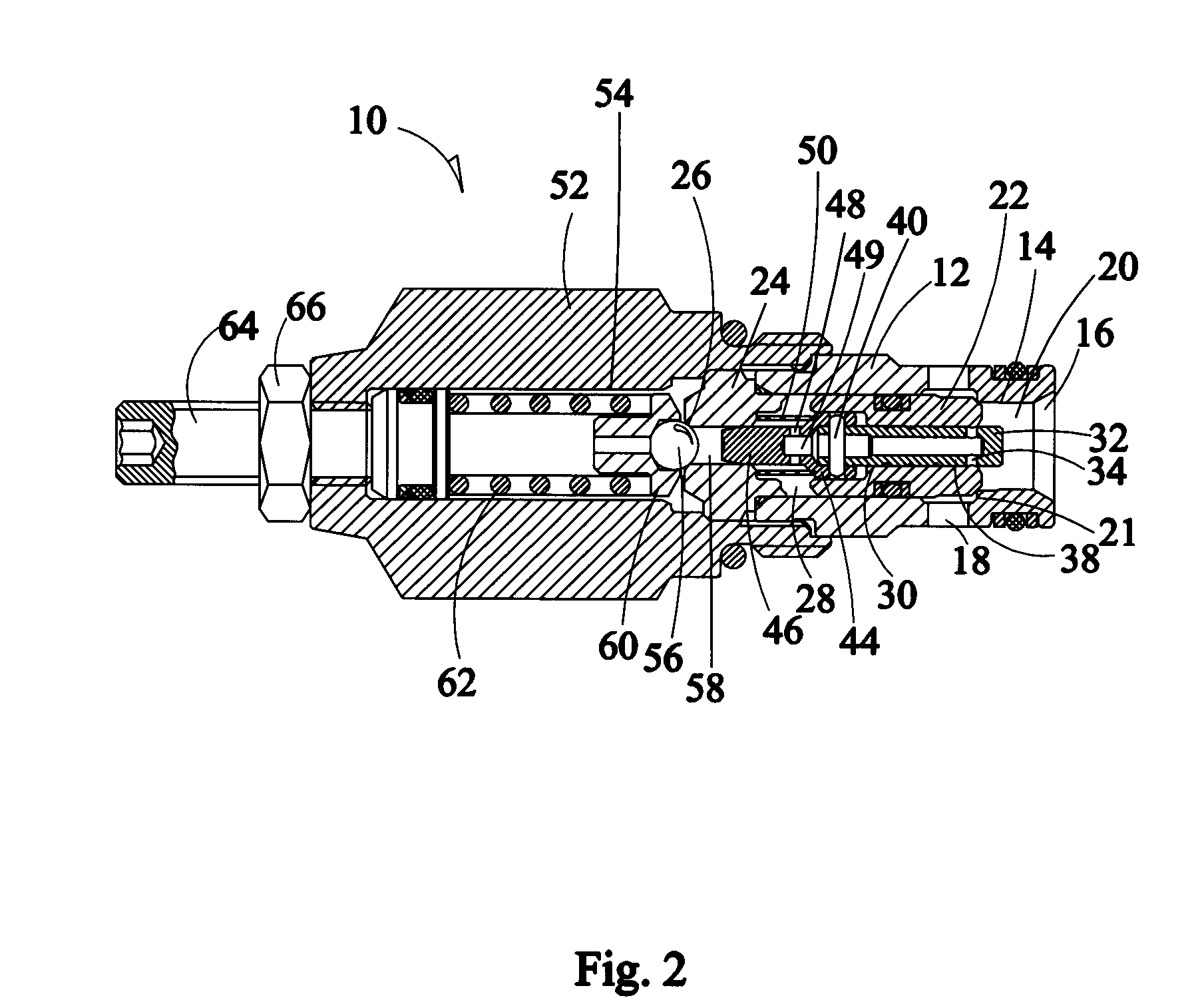 Low pressure rise rate pilot operated poppet relief valve