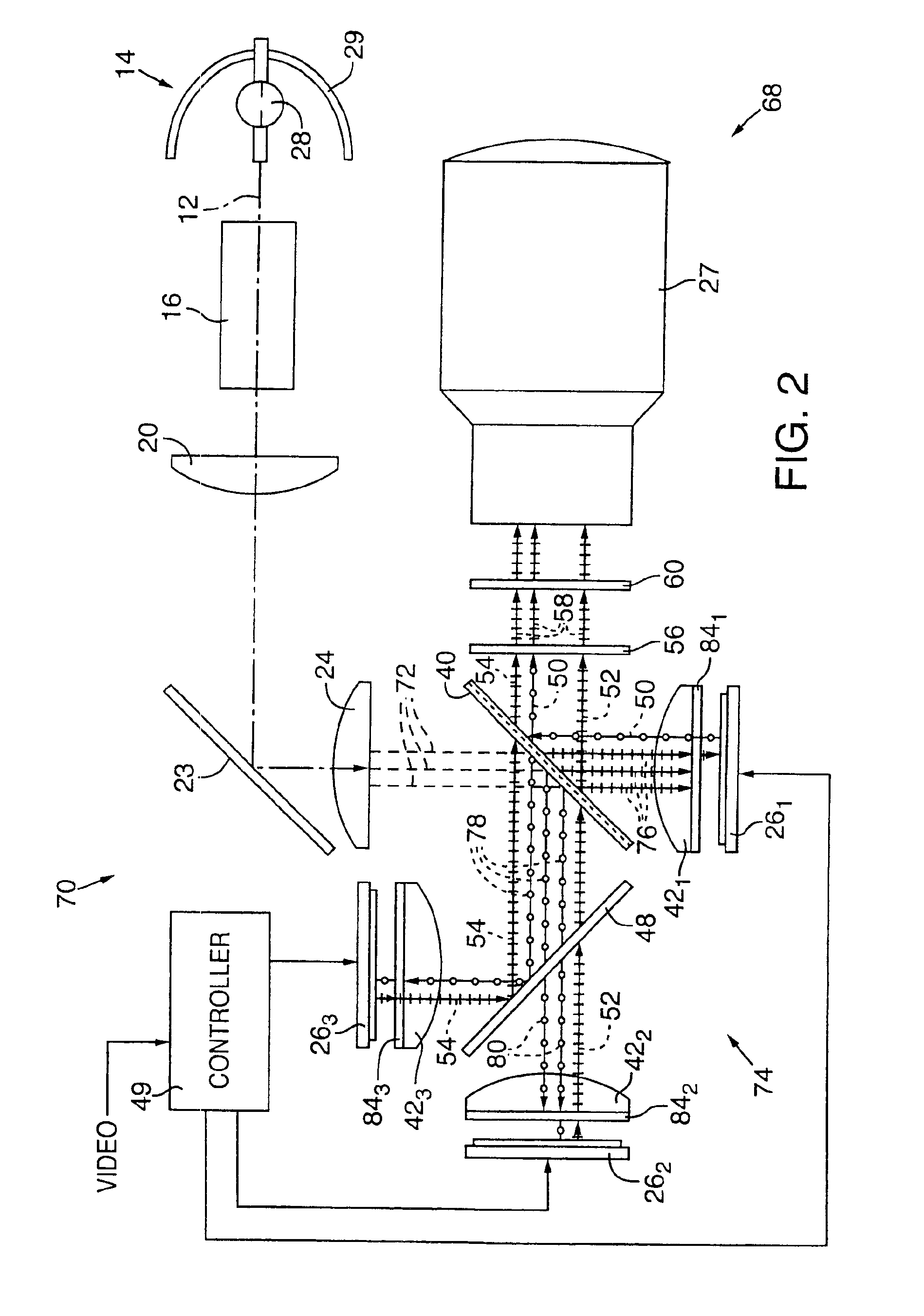 Color video projection system employing reflective liquid crystal display devices