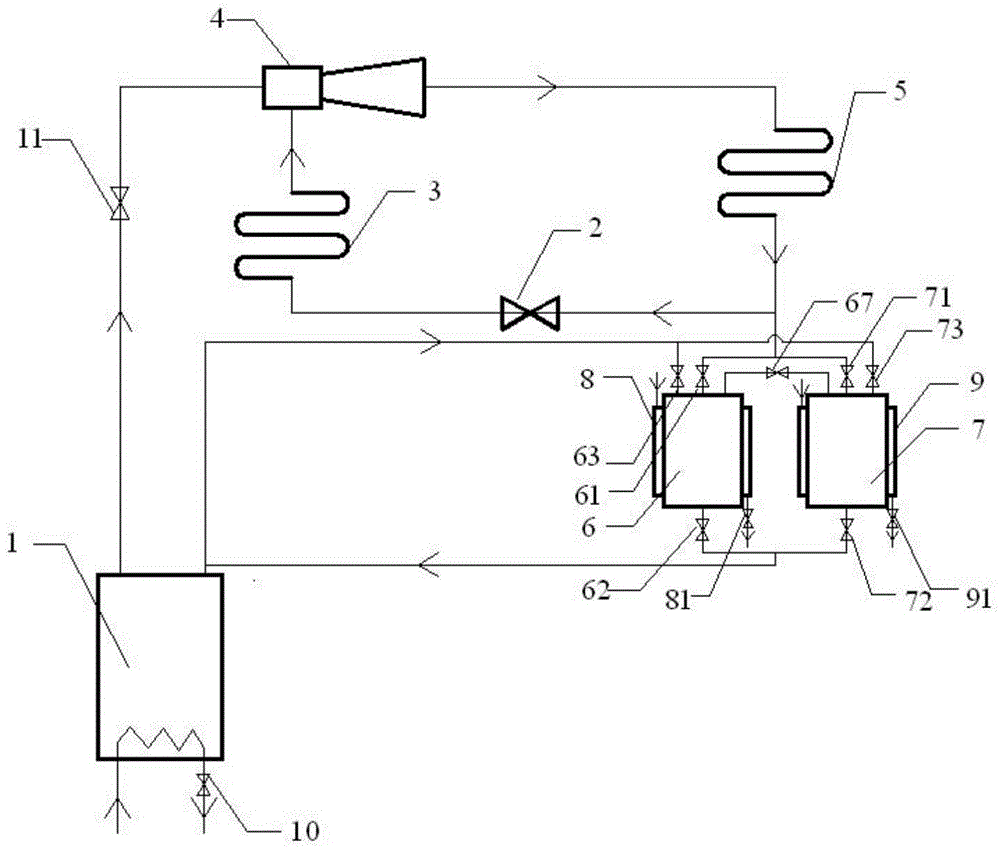 Pump-free type thermal spray refrigerating cycle method and device