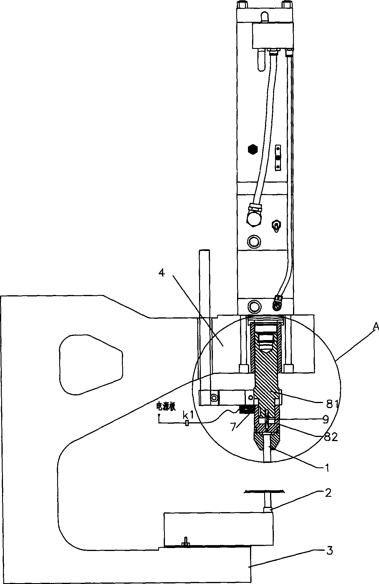 Contact workpiece detection mechanism of pneumatic and hydraulic punching machine