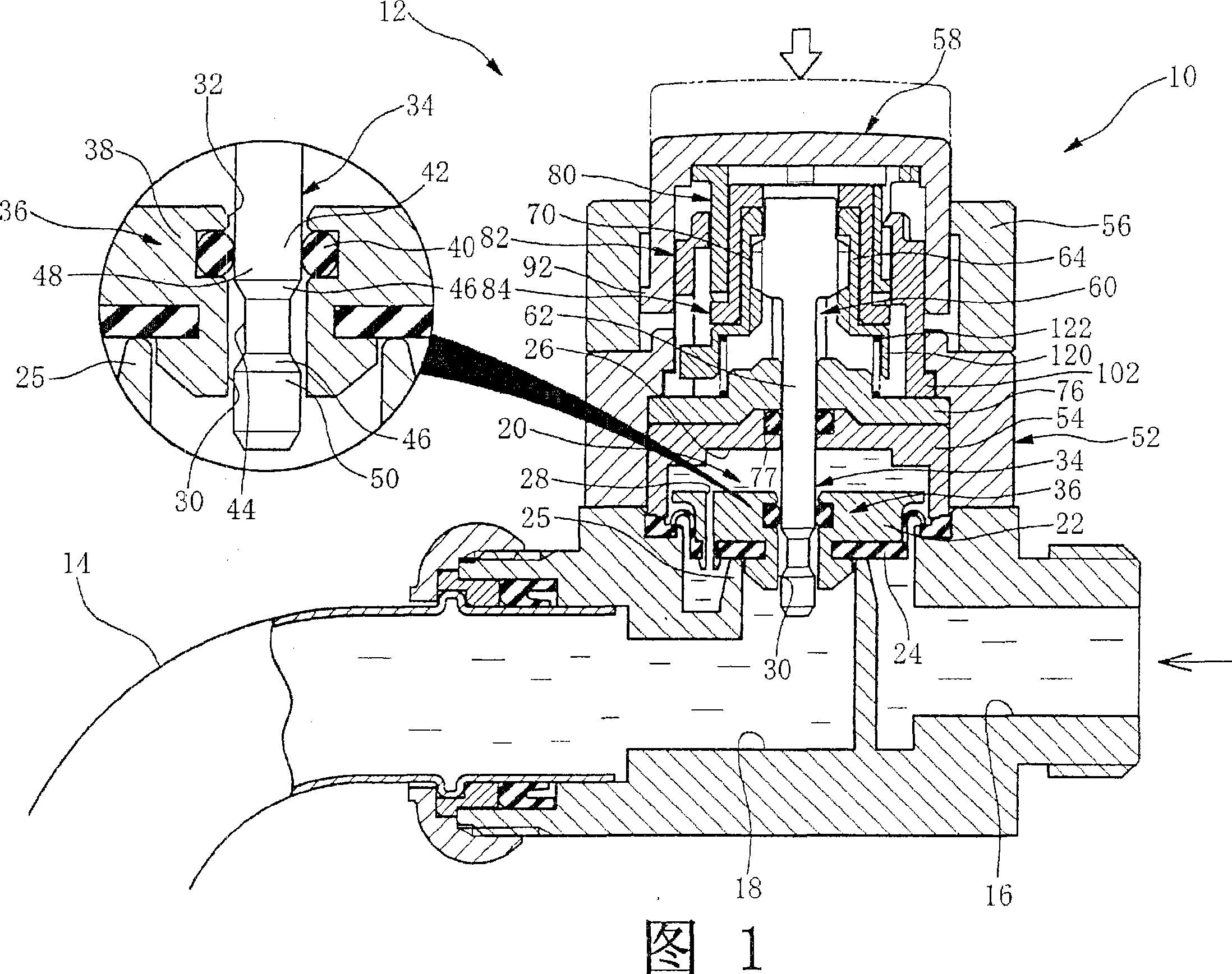 Pilot type water discharging/stopping and flow regulating valve device