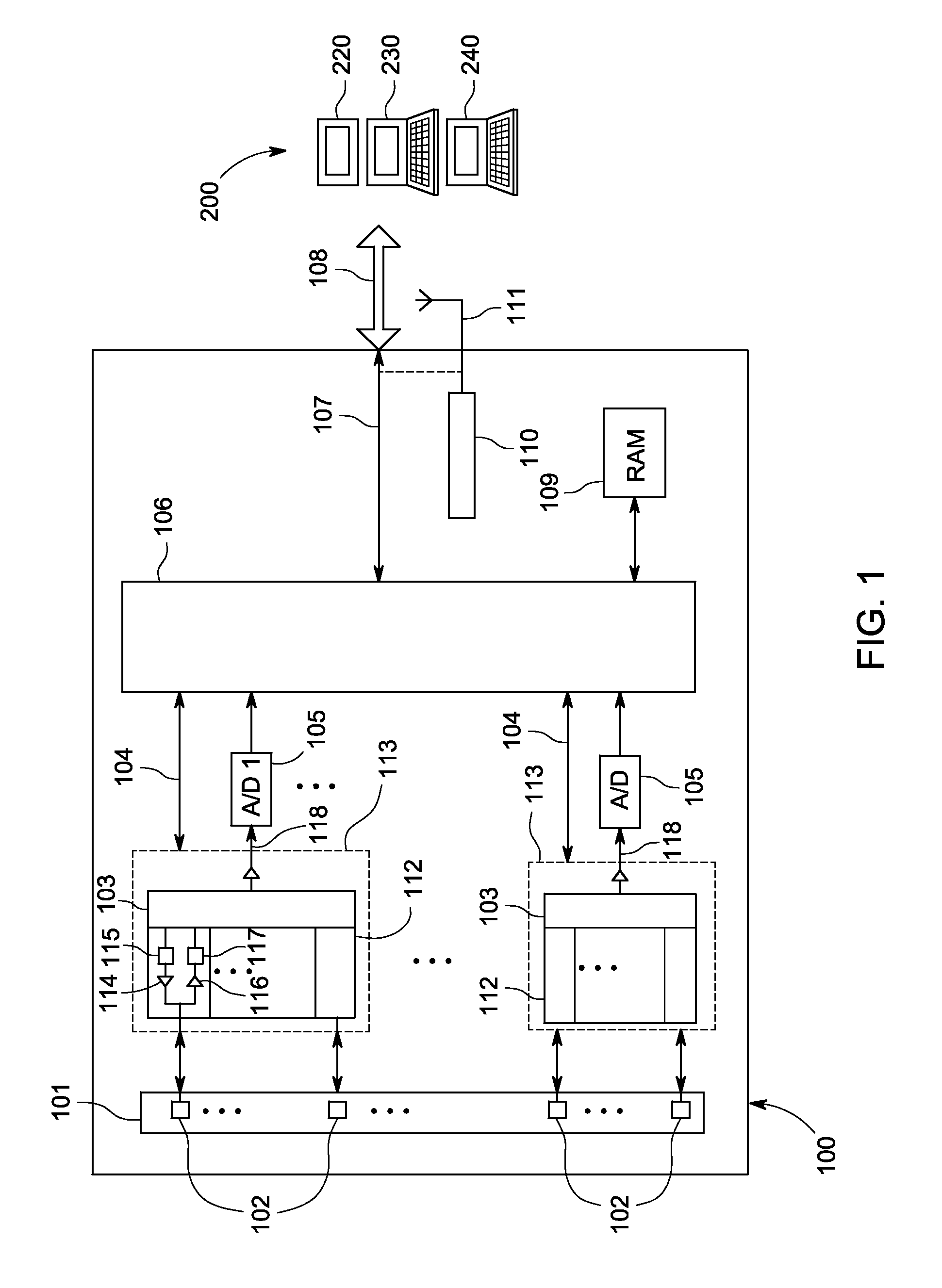 Integrated active ultrasonic probe