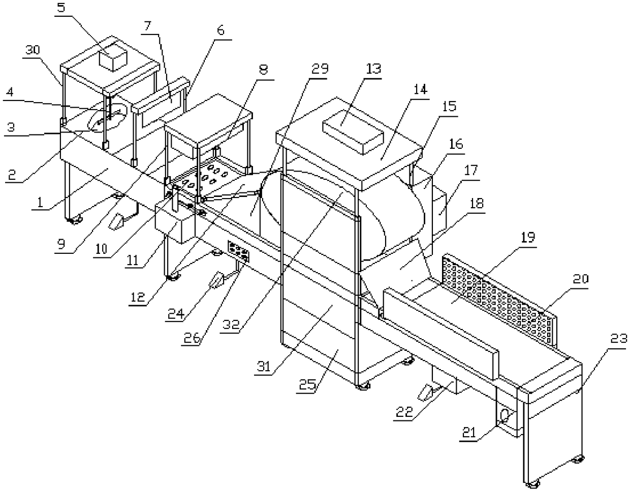 Sesame seed cake baking machine capable of automatically loading and unloading materials