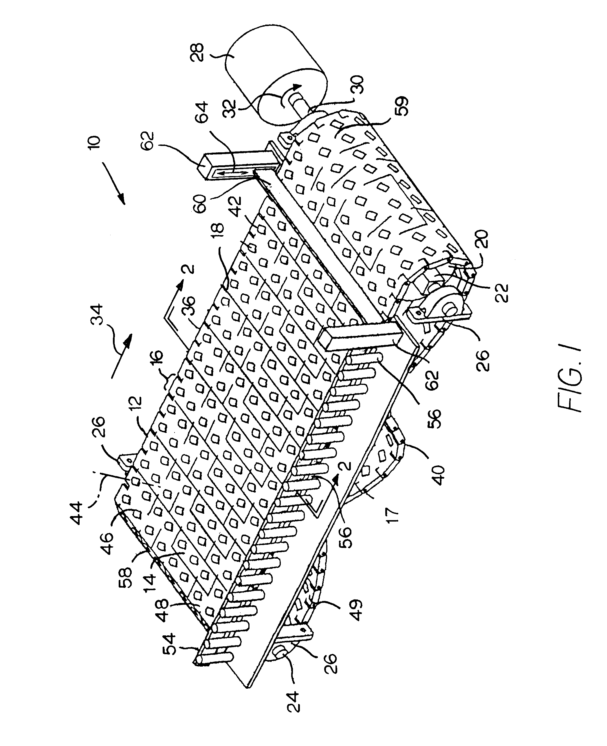 Pallet-forming roller-belt conveyor