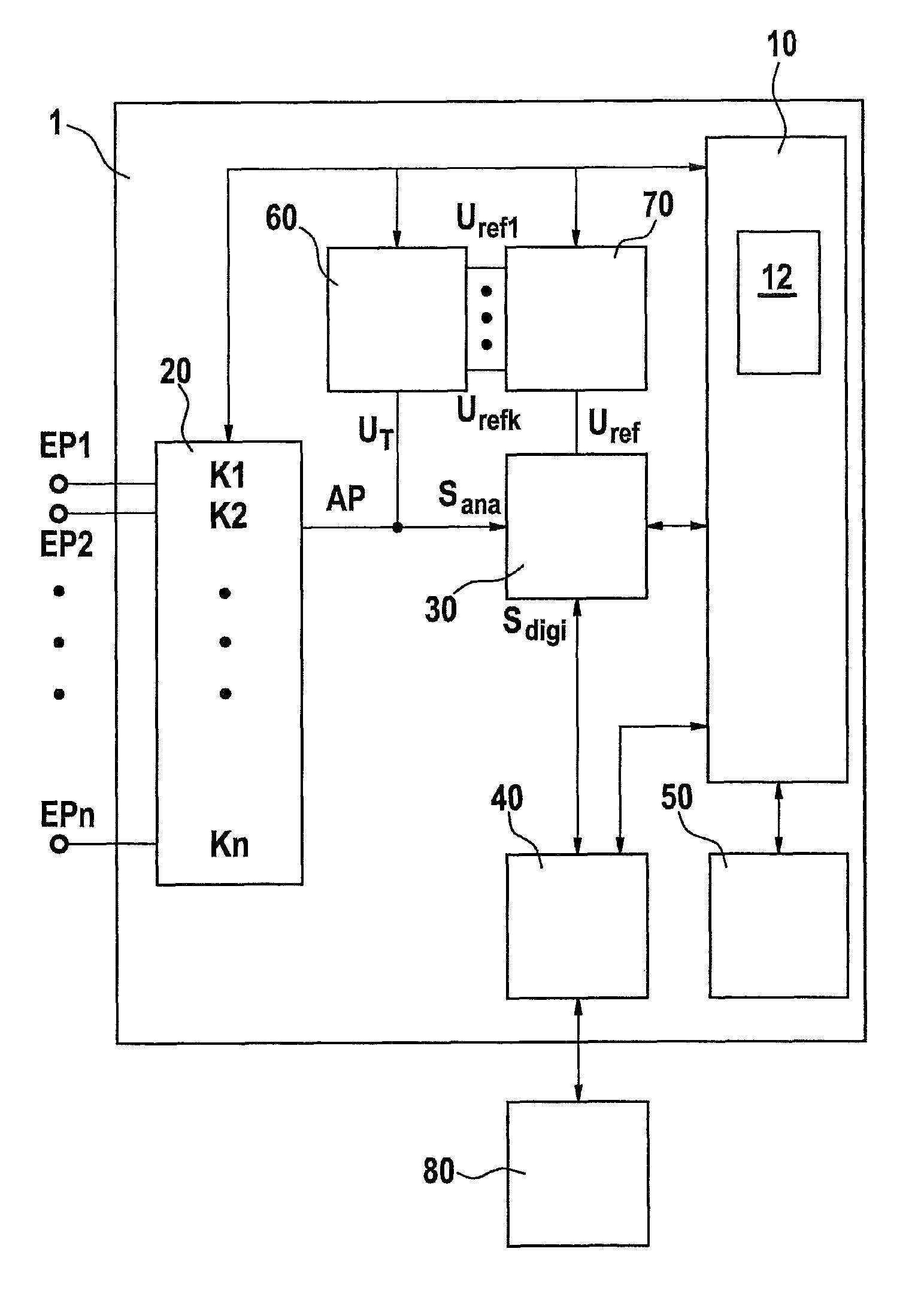 Analog/digital converter system and associated method for checking a multiplexer for an analog/digital converter