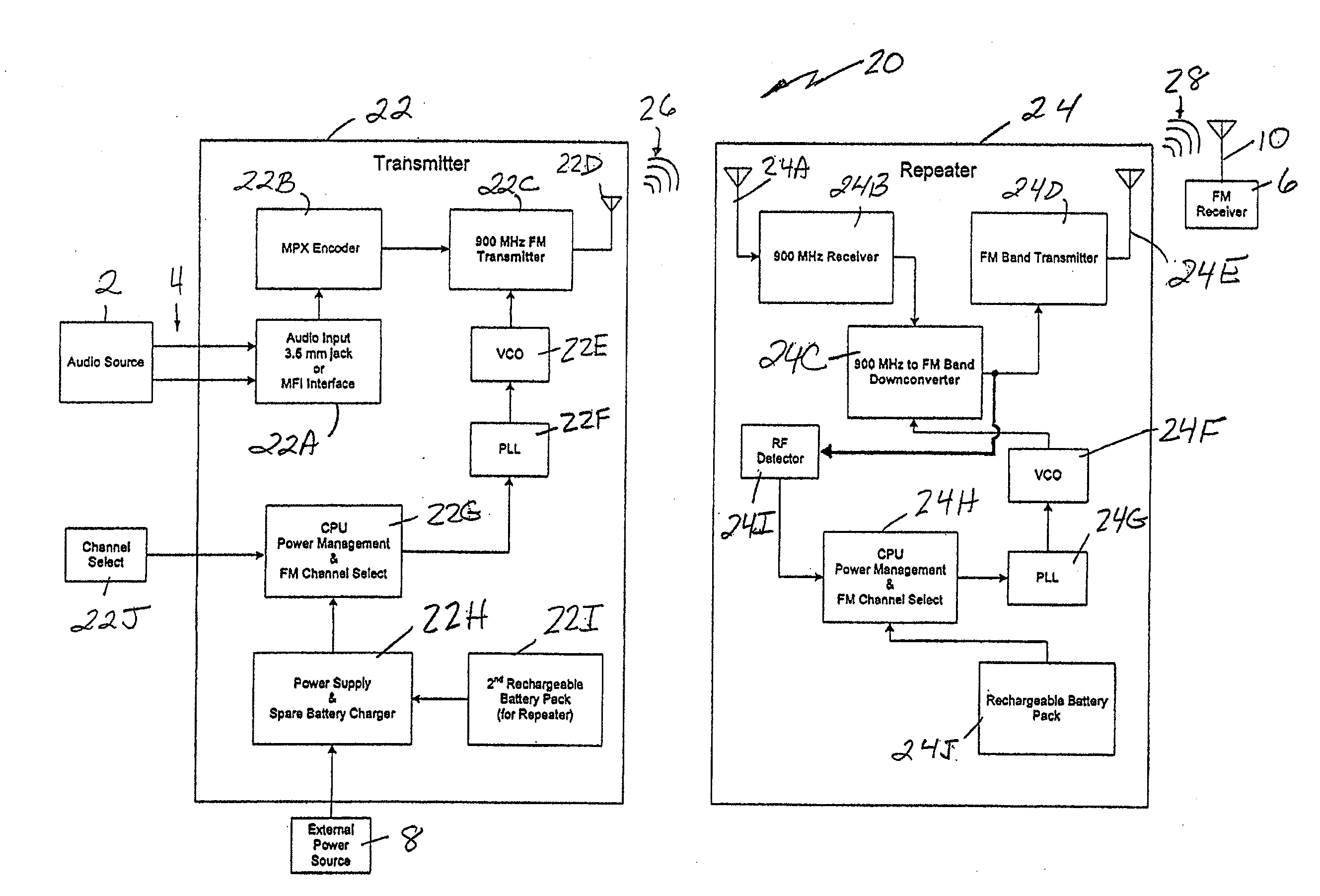 Wireless FM repeater system