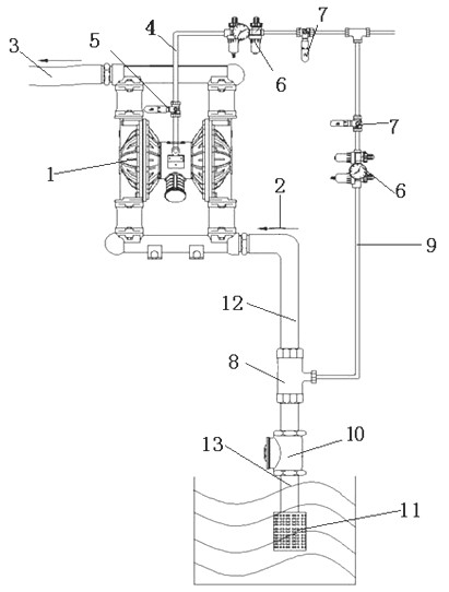 High-absorption process energy-saving device of pneumatic diaphragm pump