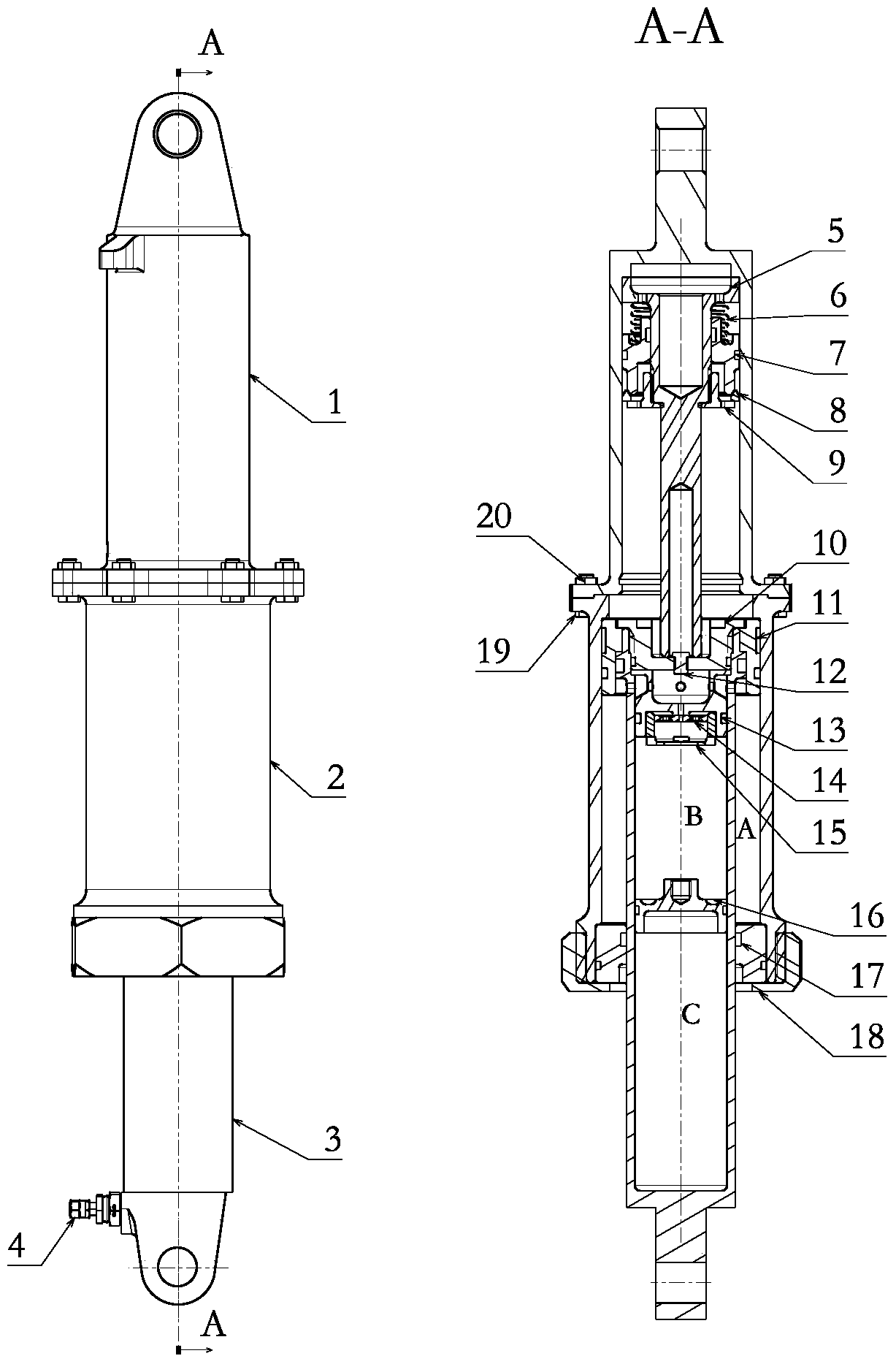 A self-telescopic landing gear buffer