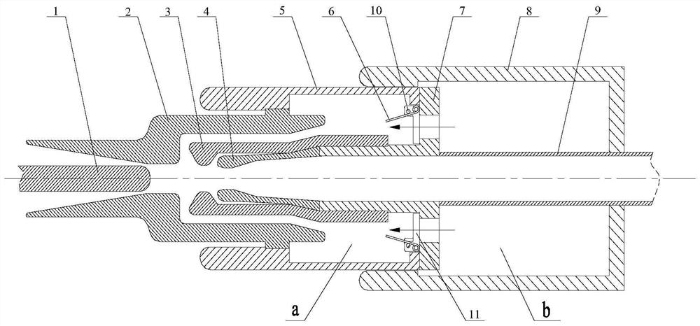 Self-energy circuit breaker with rotary one-way valve