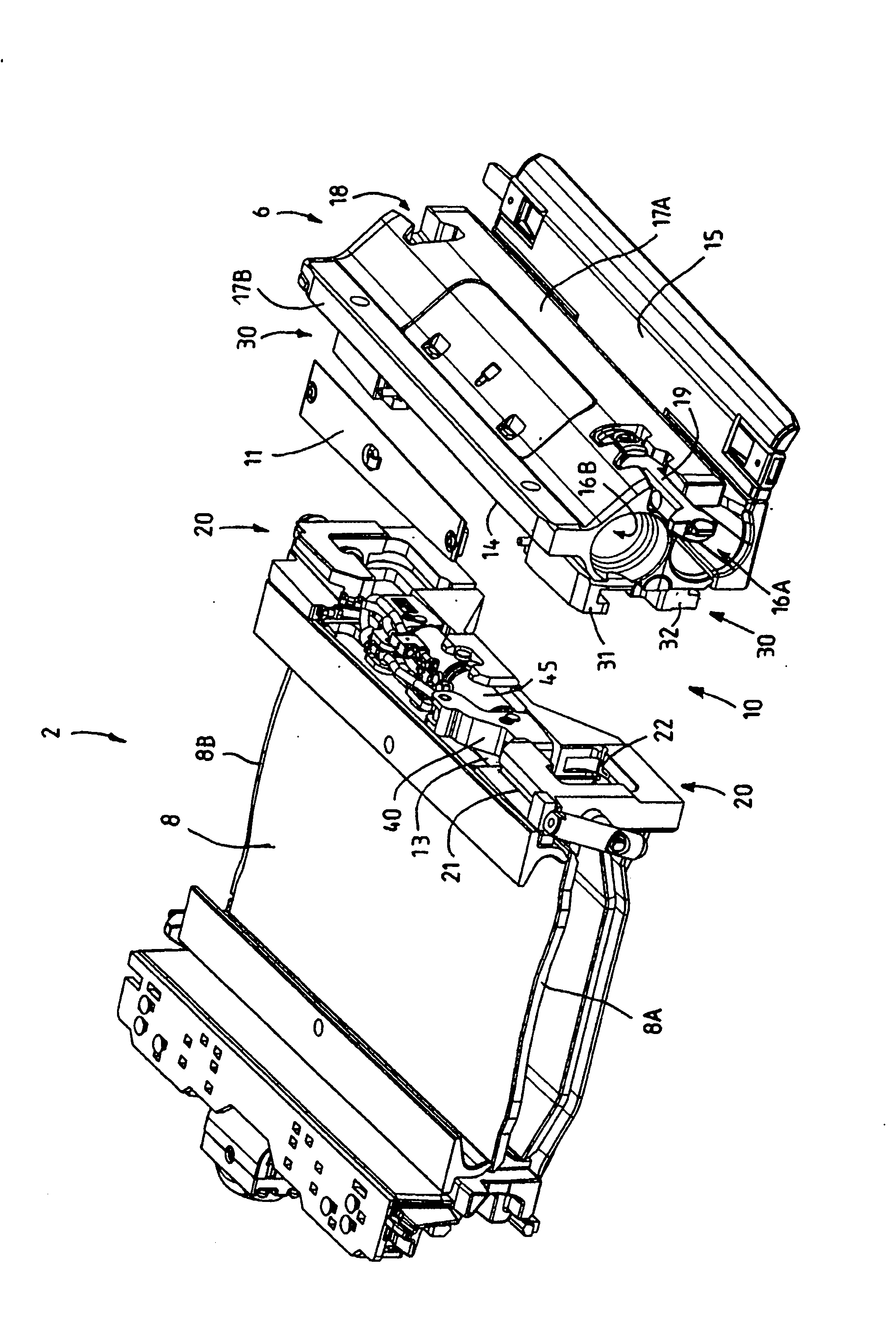 Connector device for trough pans on mining equipment trough pan and assembly component for the same