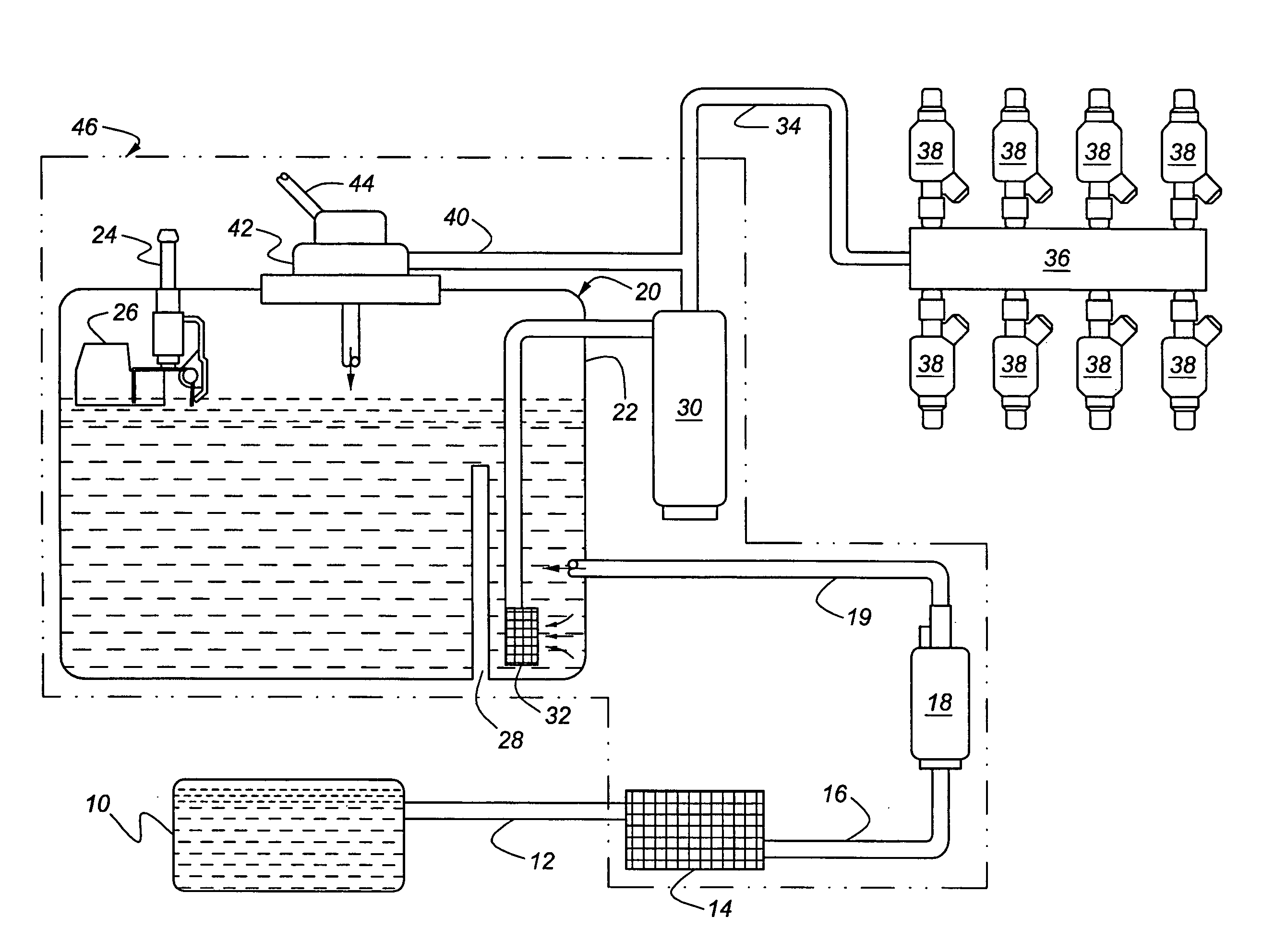 Marine vapor separator with bypass line