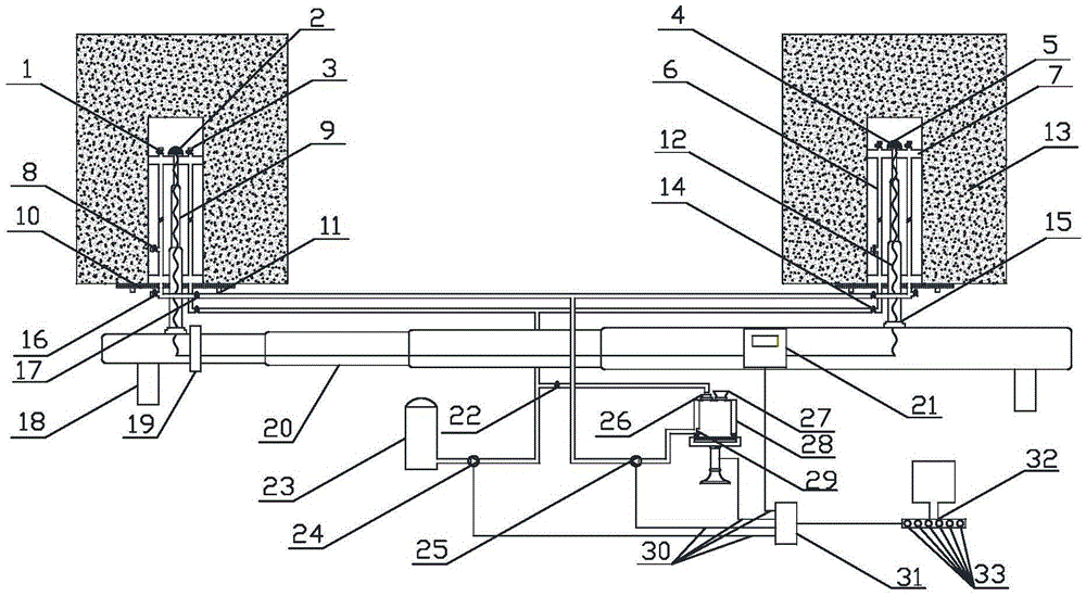 Loosing circle testing system and method based on coupling effect of rock water in drill holes of soft rock