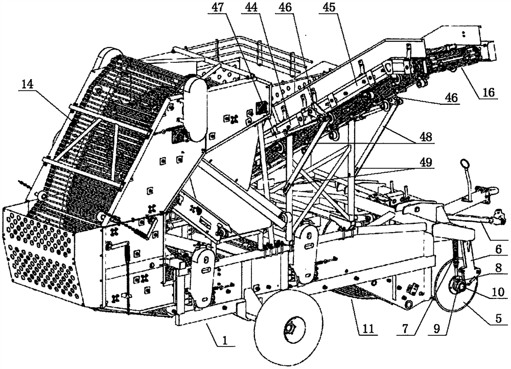 Traction type four-row beet harvester