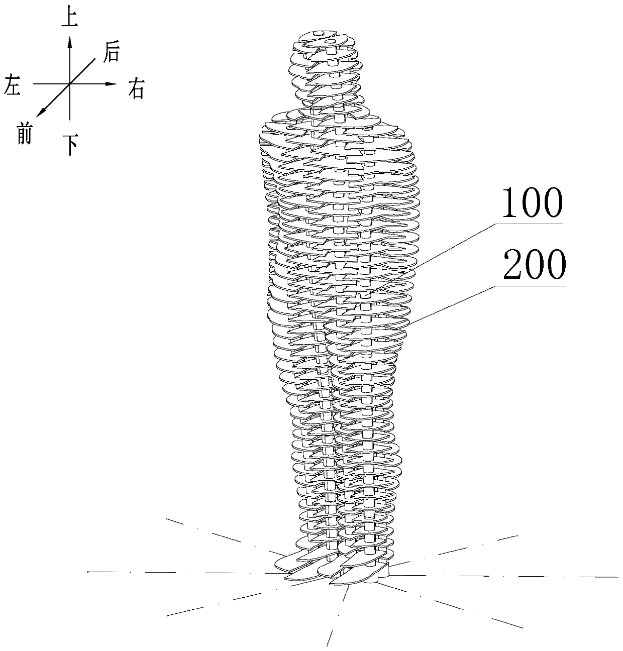 Connecting mechanism for moving part of three-dimensional statue