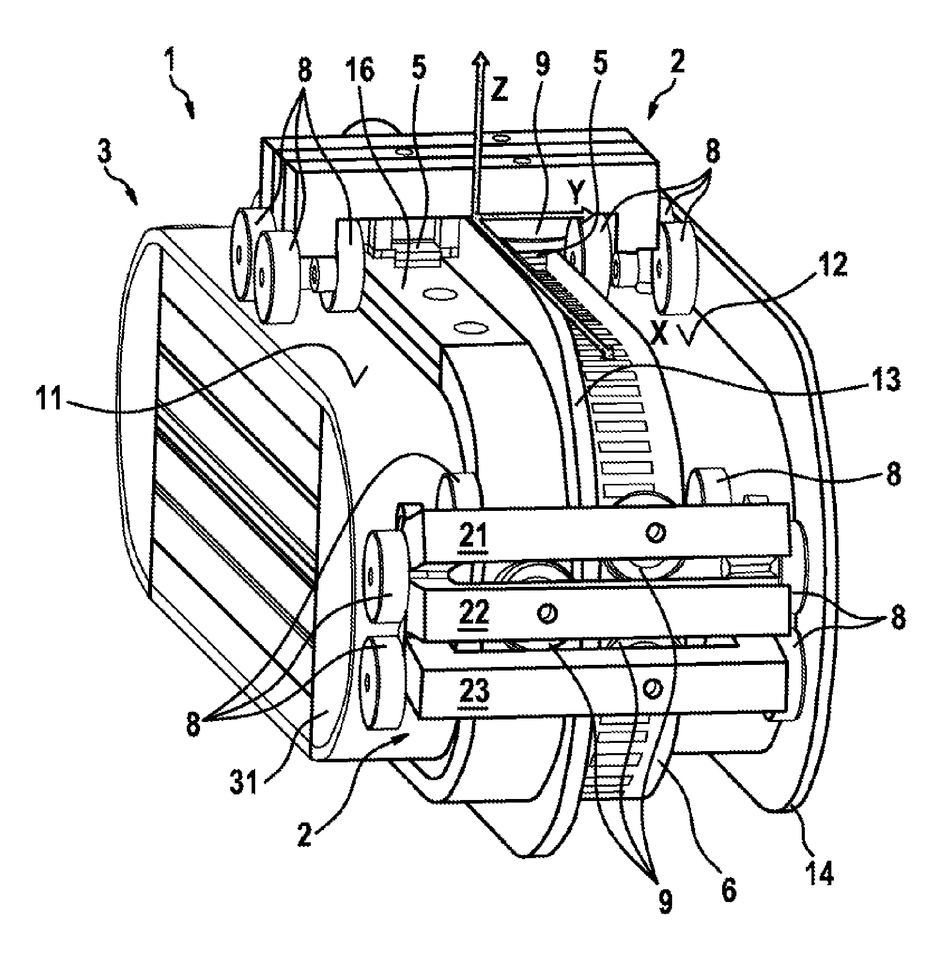 Transporting apparatus with articulated conveying element