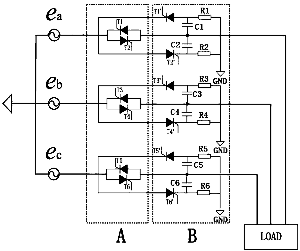 Micro-grid three-phase thyristor fast switch and control method