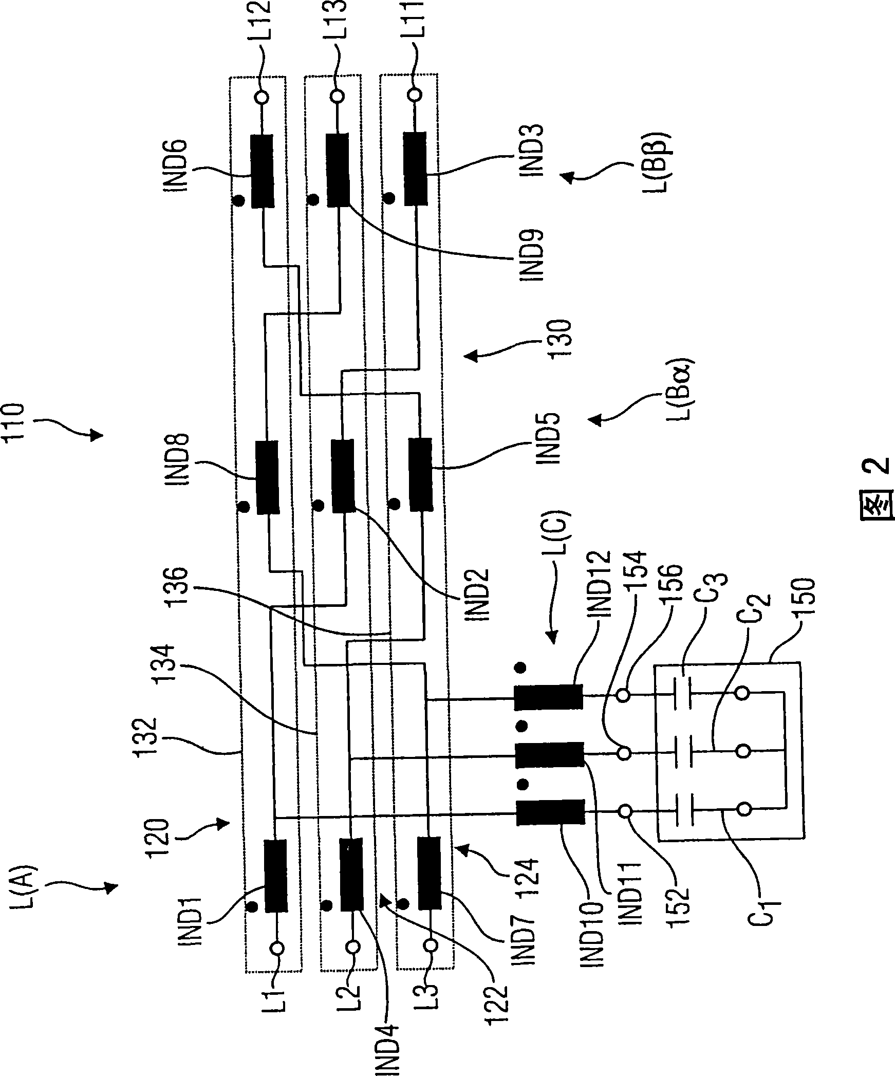 Polyphase line filter and its operation method