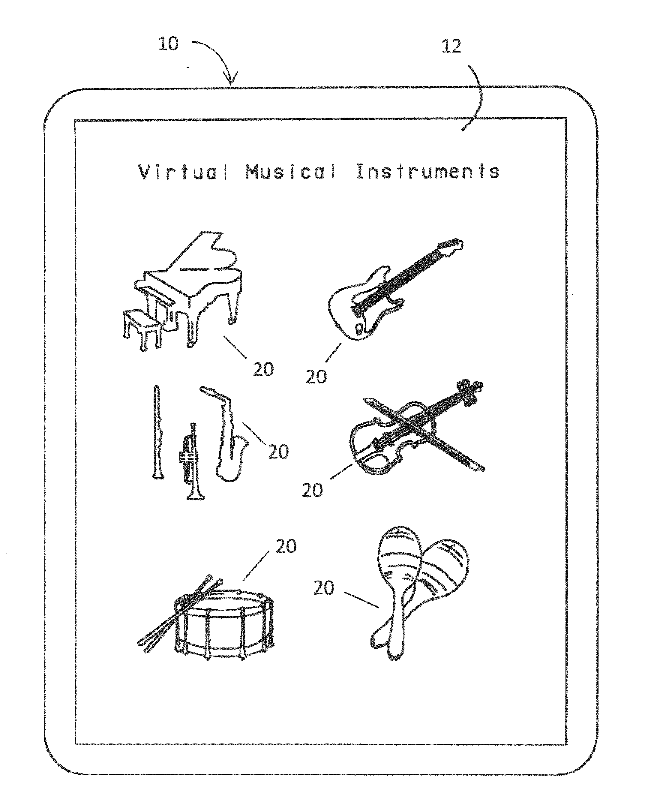 System and computer program for virtual musical instruments