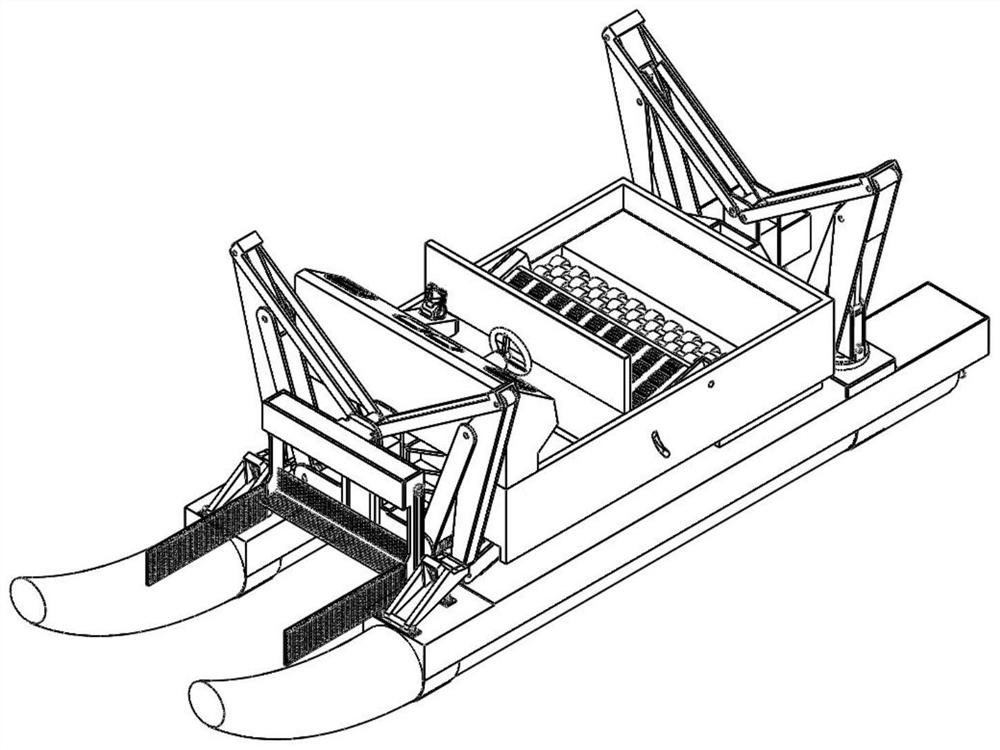 Retractable water surface garbage cleaning ship