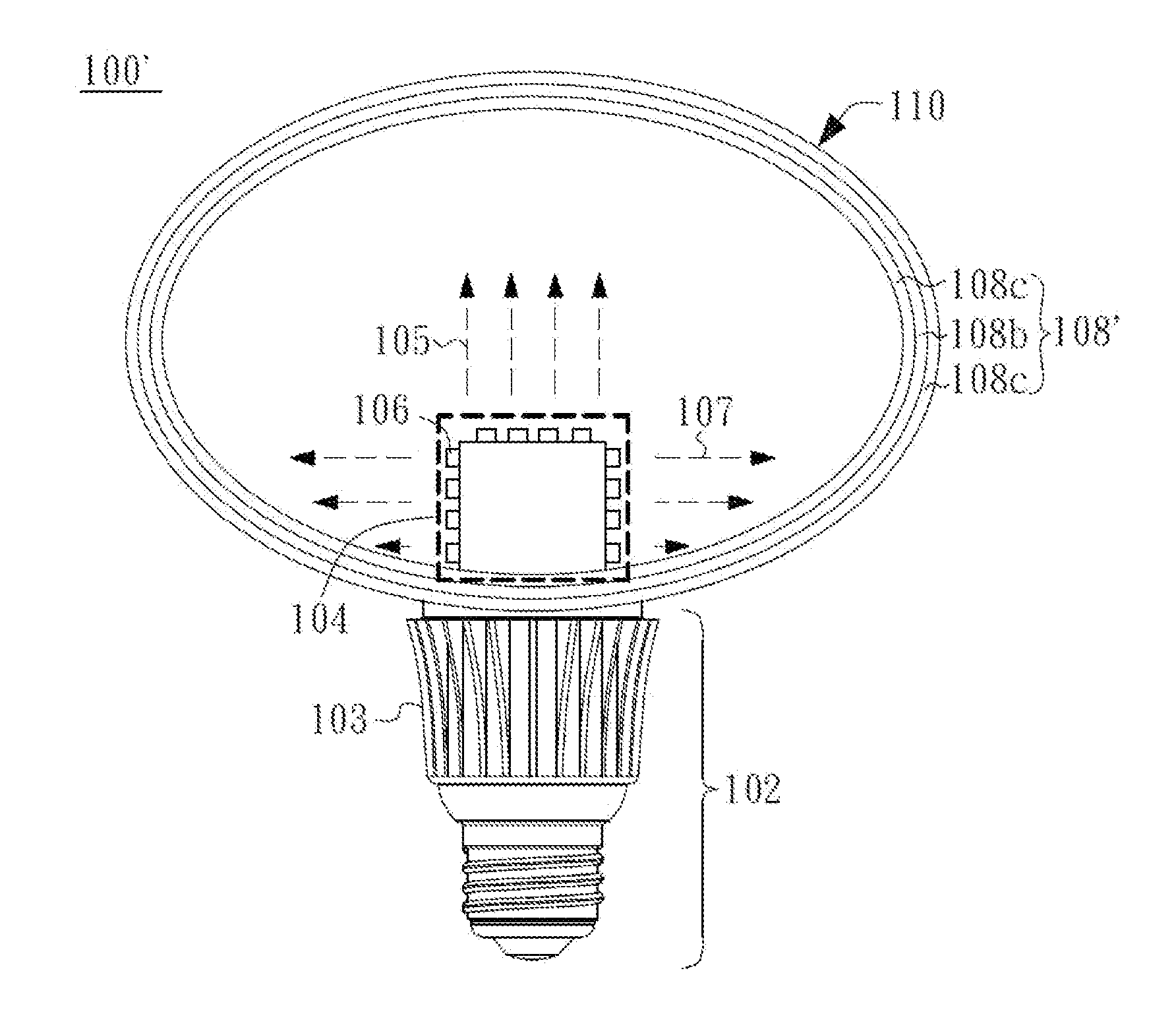 White light-emitting diode with high uniformity and wide angle intensity distribution